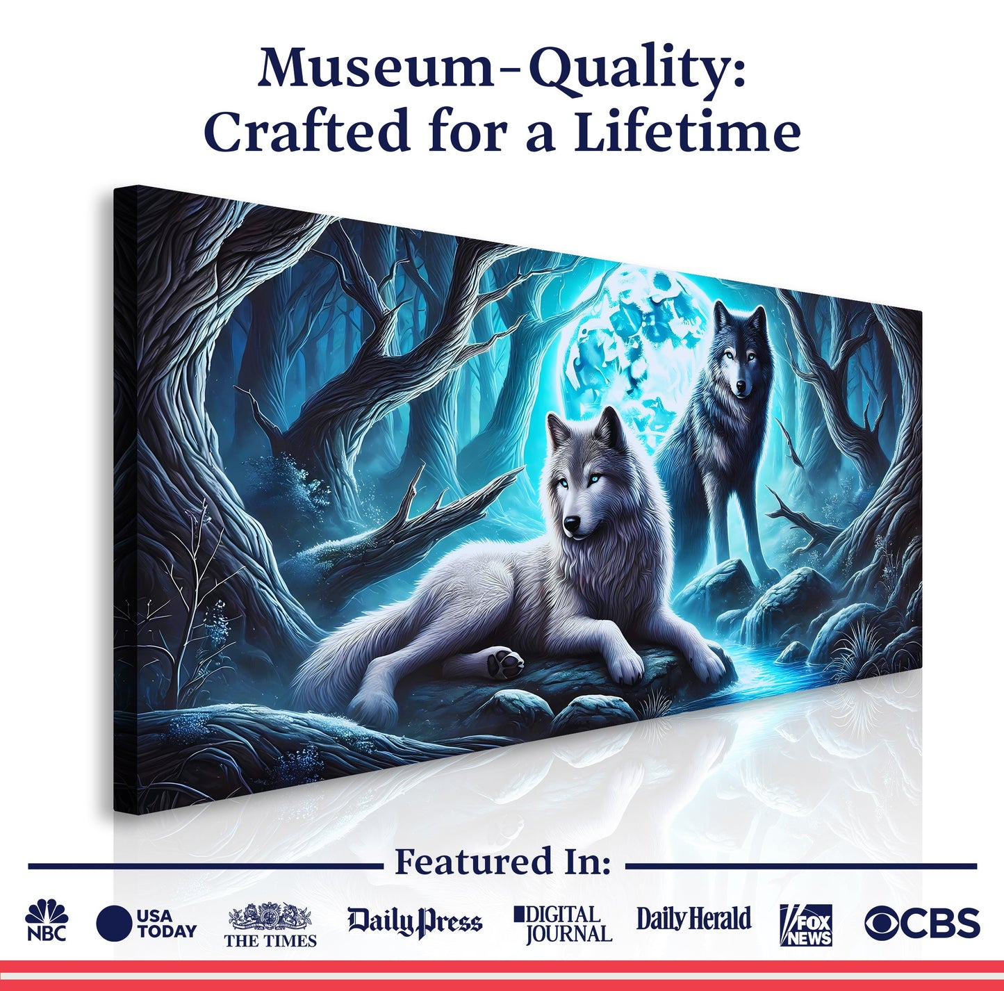 3D Wolves Canvas Wall Art