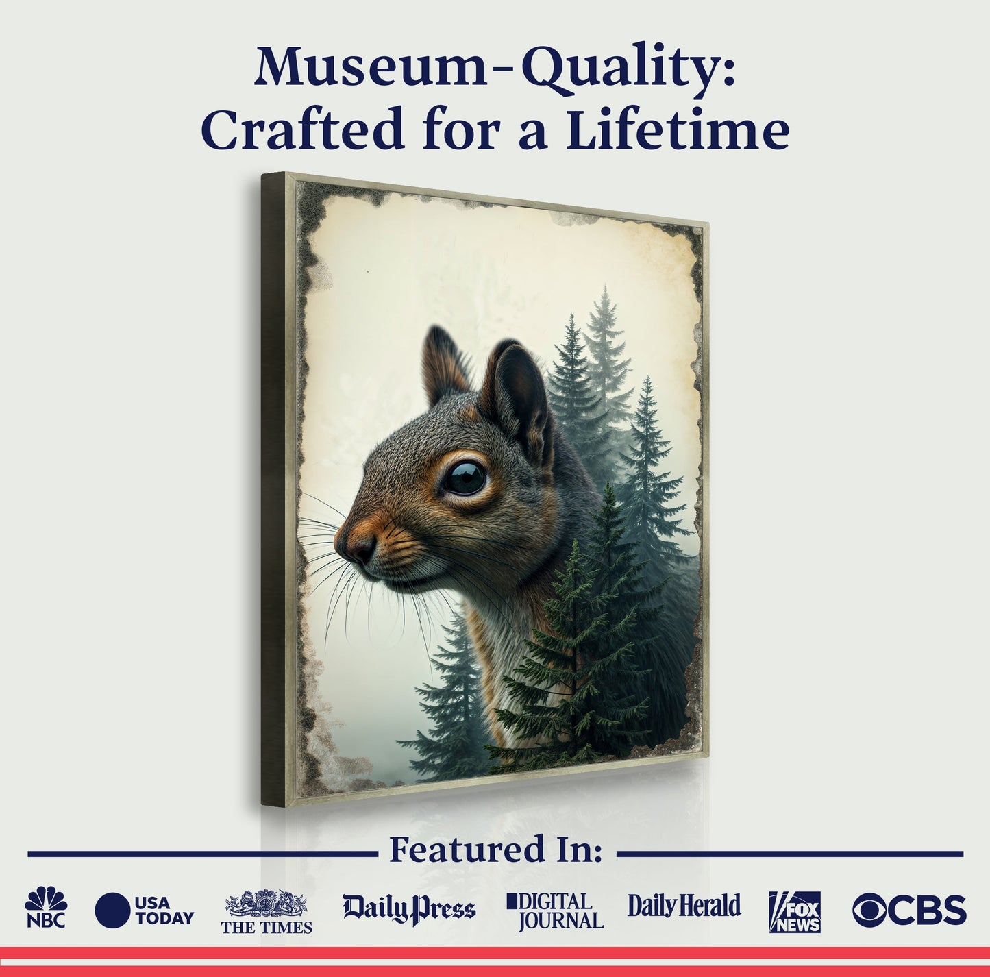 Squirrel Double Exposure Nature Canvas Wall Art