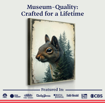 Squirrel Double Exposure Nature Canvas Wall Art