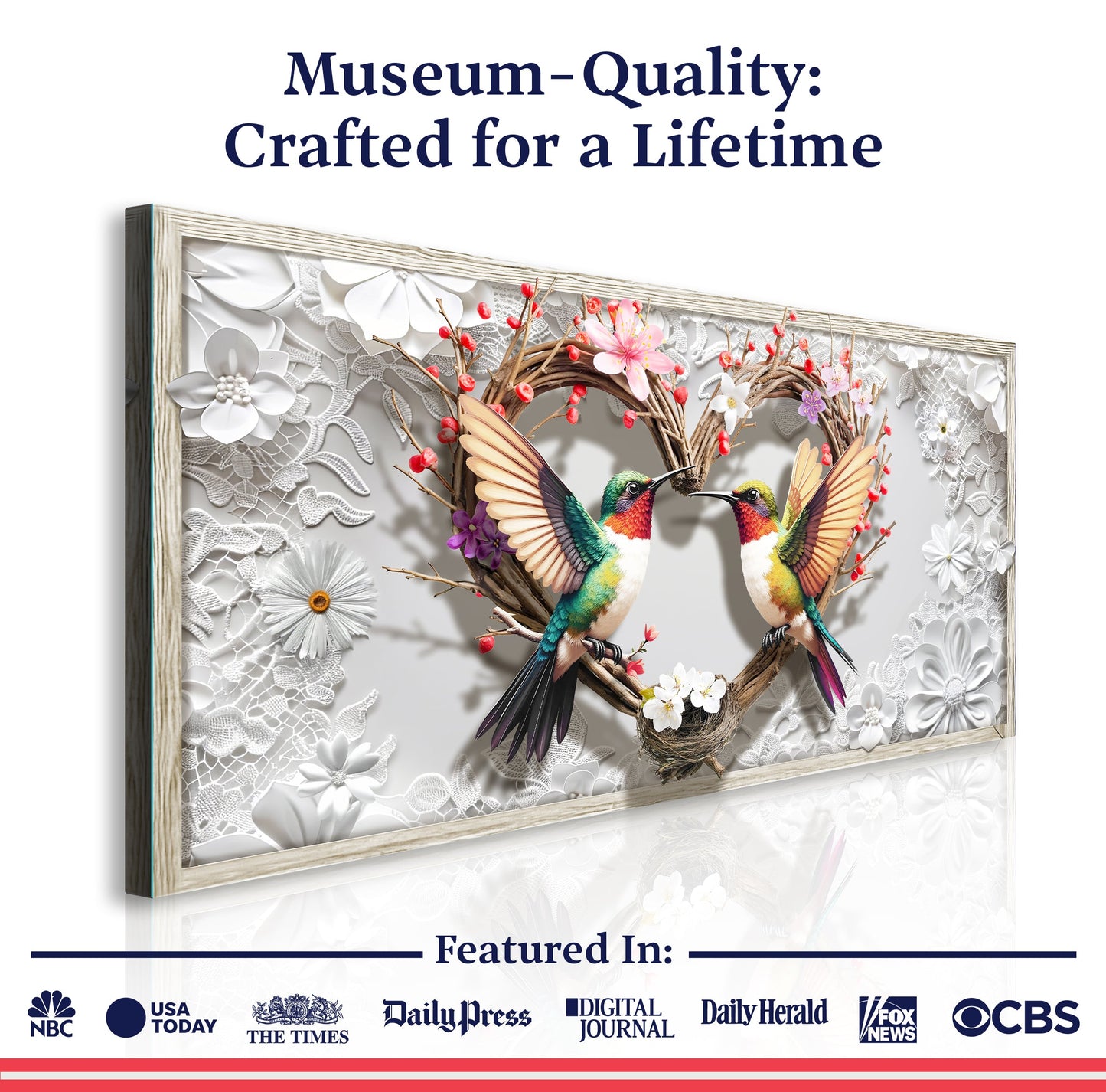 3D Hummingbirds Canvas Wall Art IV