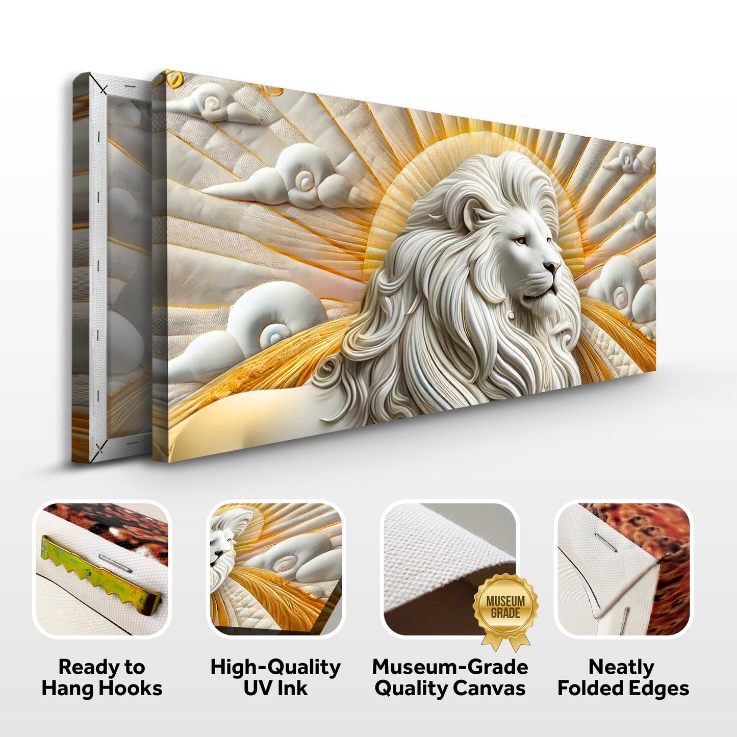 3D Majestic Lion Canvas Wall Art III