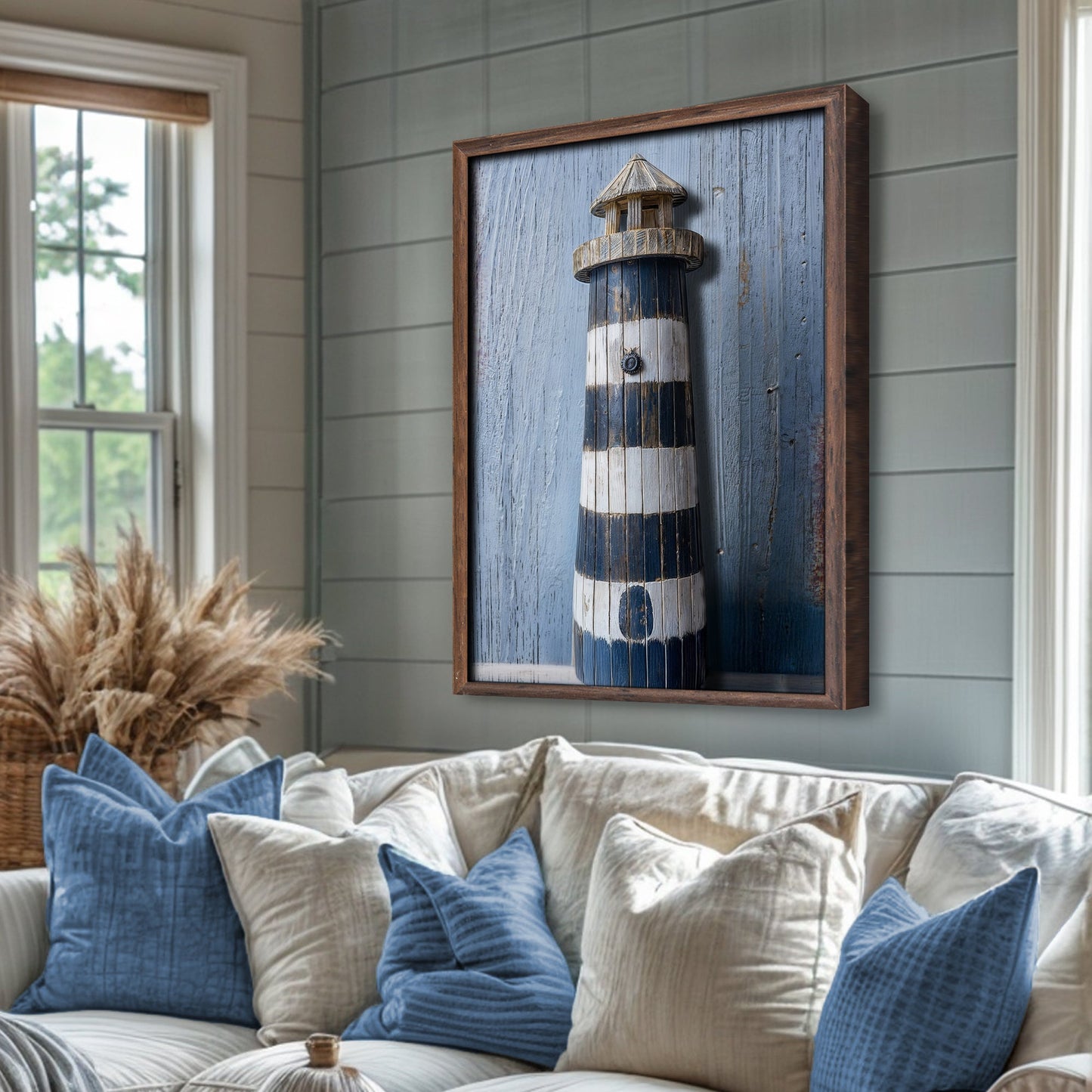 Wooden Lighthouse Coastal Canvas Wall Art