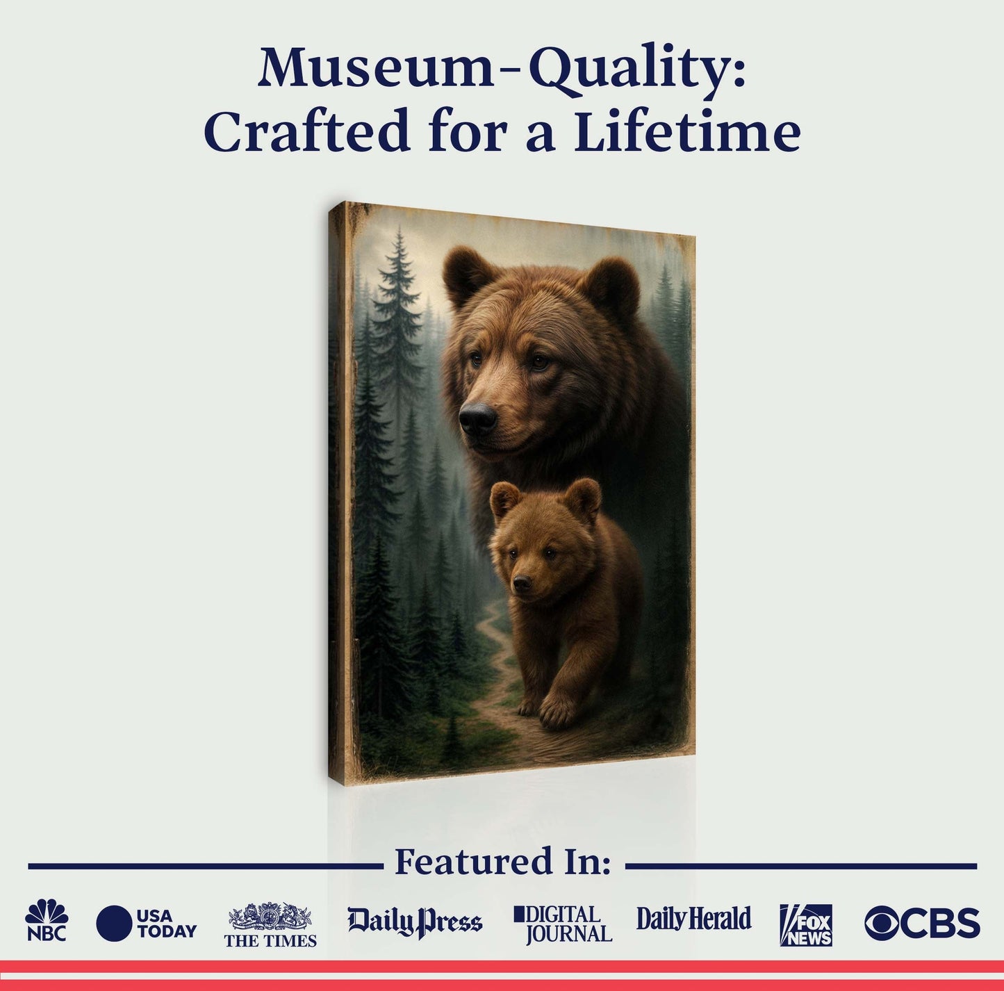 Bear and Cub Wildlife Canvas Wall Art