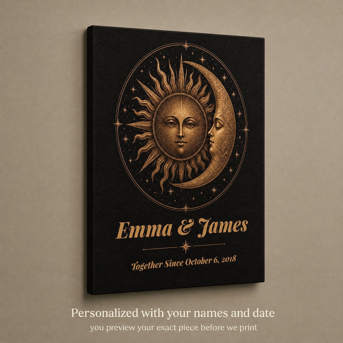 Personalized Sun & Moon Bronze Anniversary Canvas