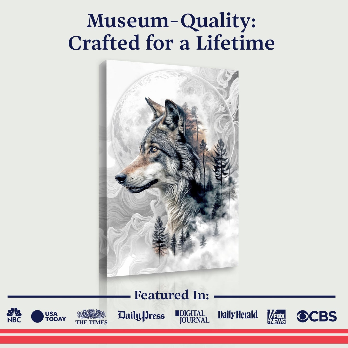 Wolf Double Exposure Canvas Wall Art