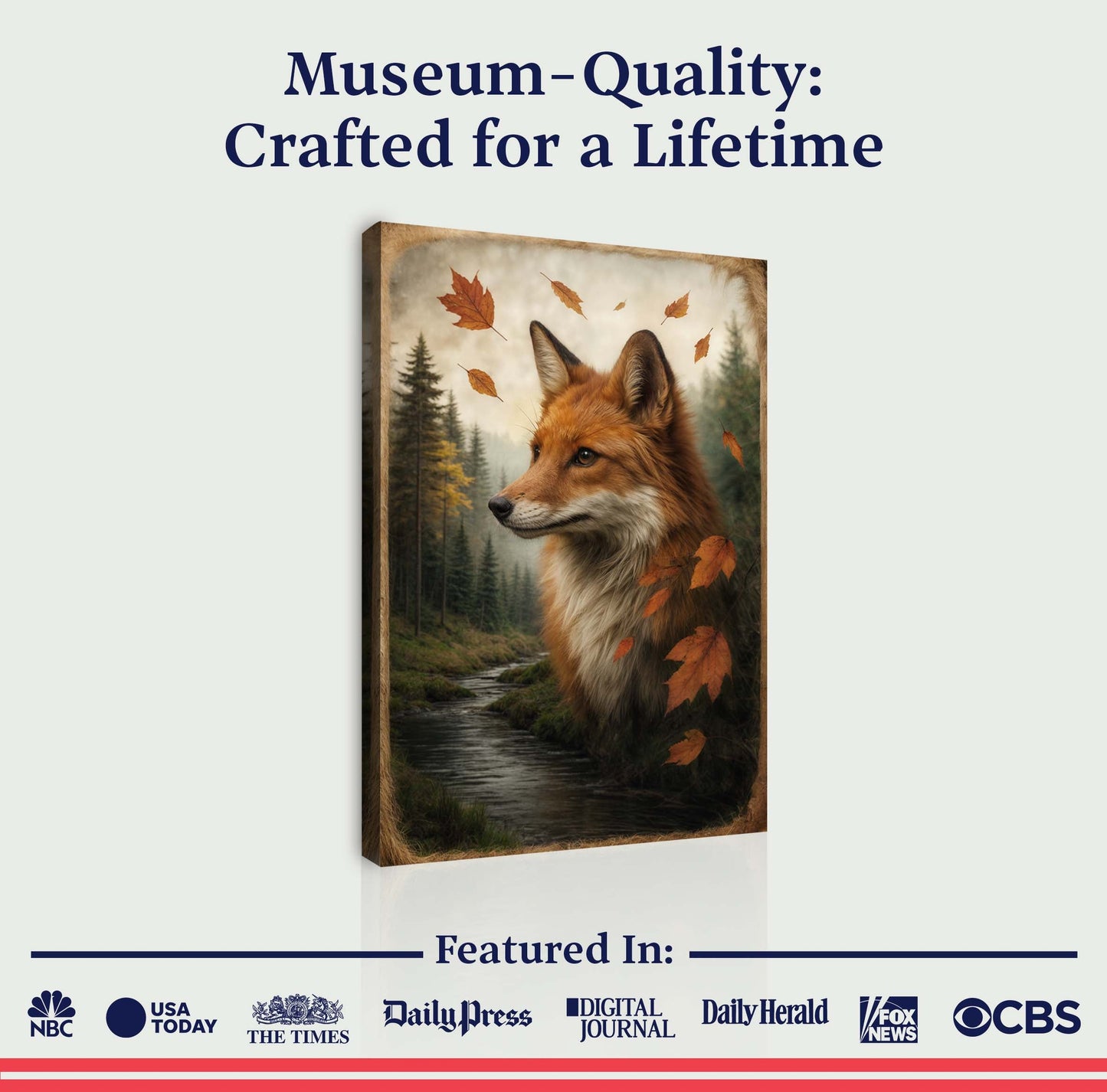 Autumn Fox Double Exposure Canvas Wall Art
