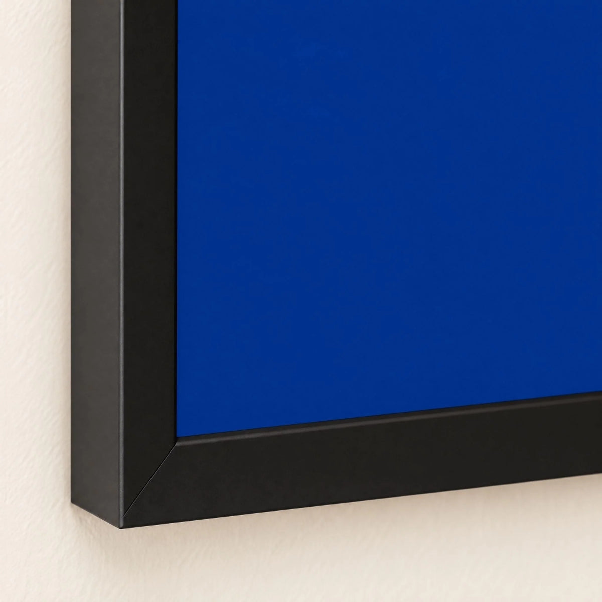 Frame corner of the paper cranes print, solid pine in black, paper flush to the opening with no mat