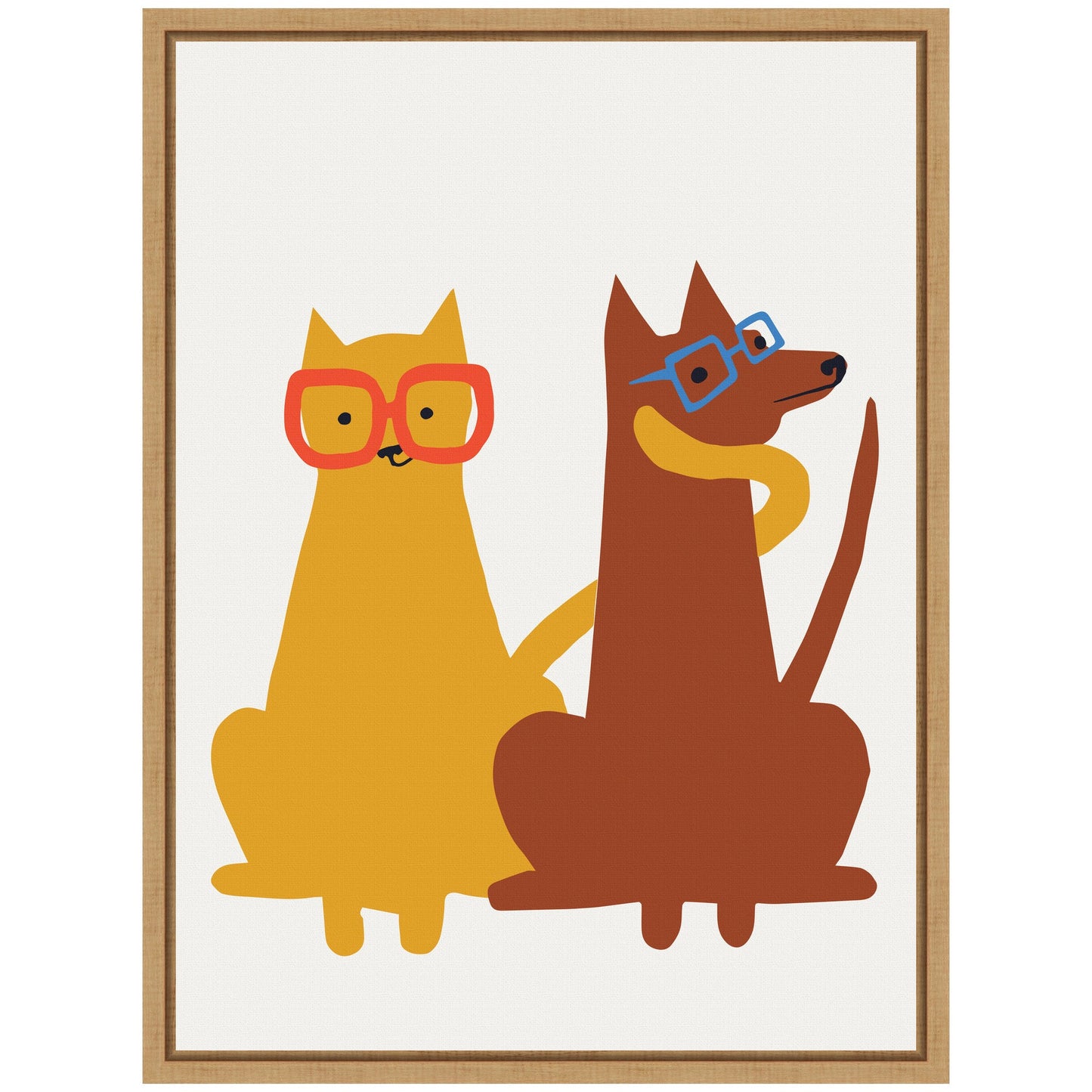 Farm Cat and Dog Framed Canvas Wall Art