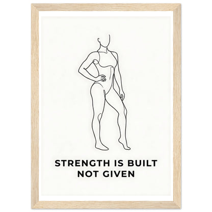Women Fitness Poster - Strength Is Built Not Given - 20x25 cm / 8x10″ - White frame / Ready-to-hang - Sparkycare