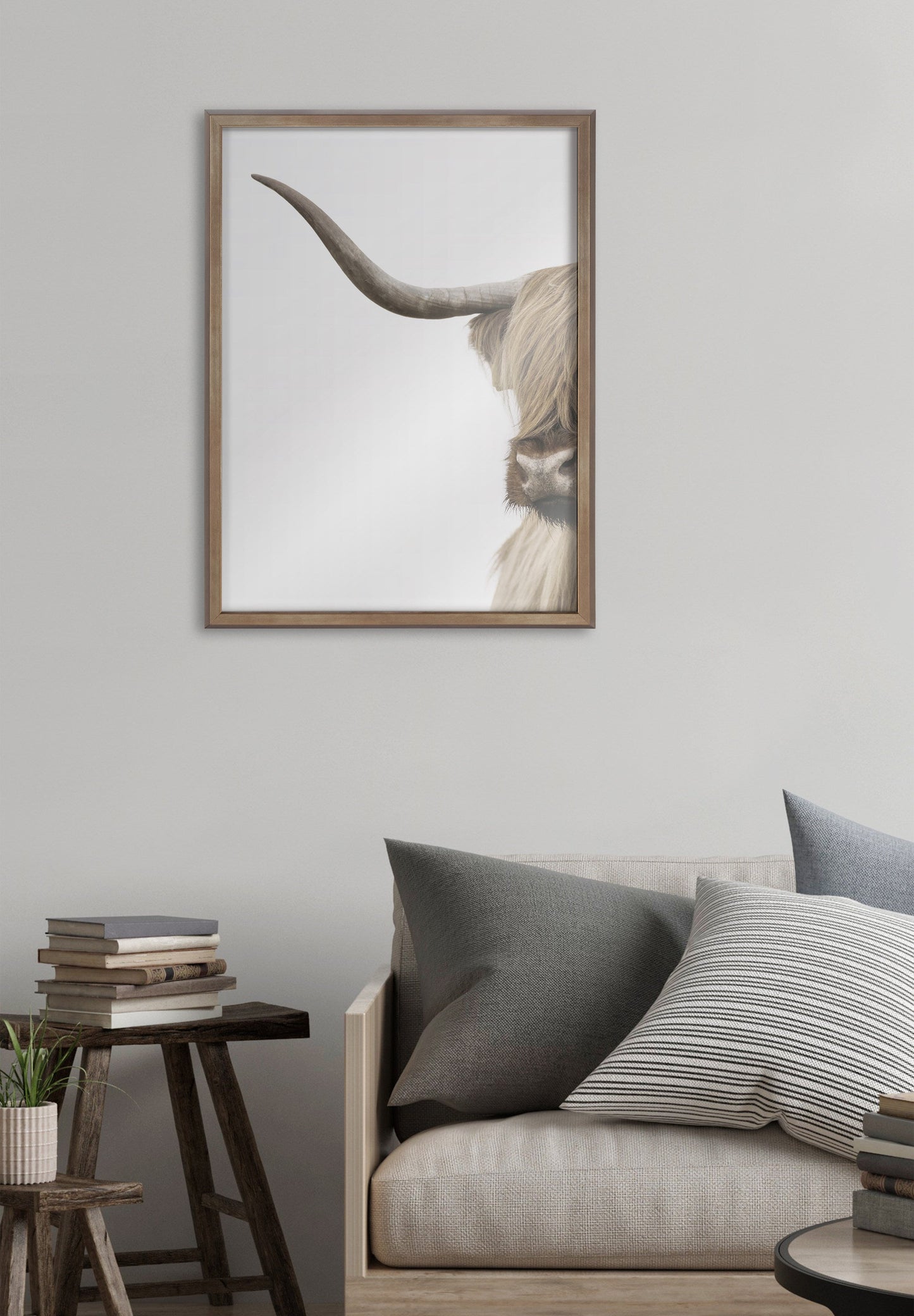 Highland Cow Portrait Framed Glass Wall Art