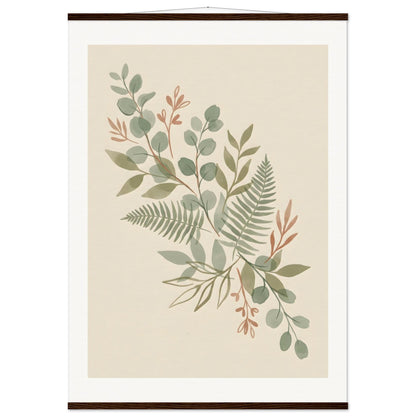 Sage Botanica Boho Botanical Print - A0 (84.1 x 118.9 cm) / Museum-Quality Matte Paper Poster with Hanger - Dark wood wall hanger - Sparkycare