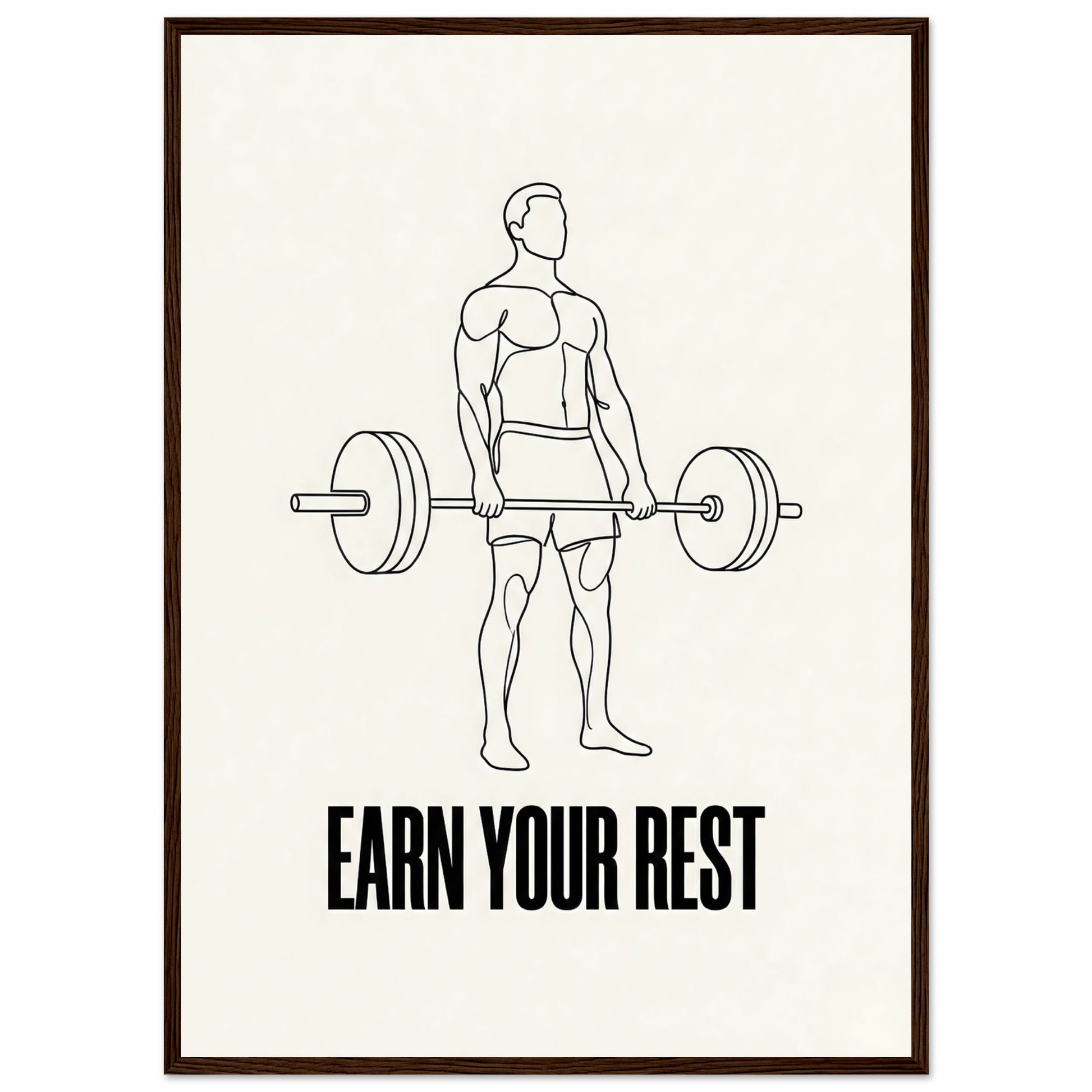 Earn Your Rest — Minimalist Deadlift Gym Poster - 13x18 cm / 5x7″ - White frame / Ready-to-hang - Sparkycare