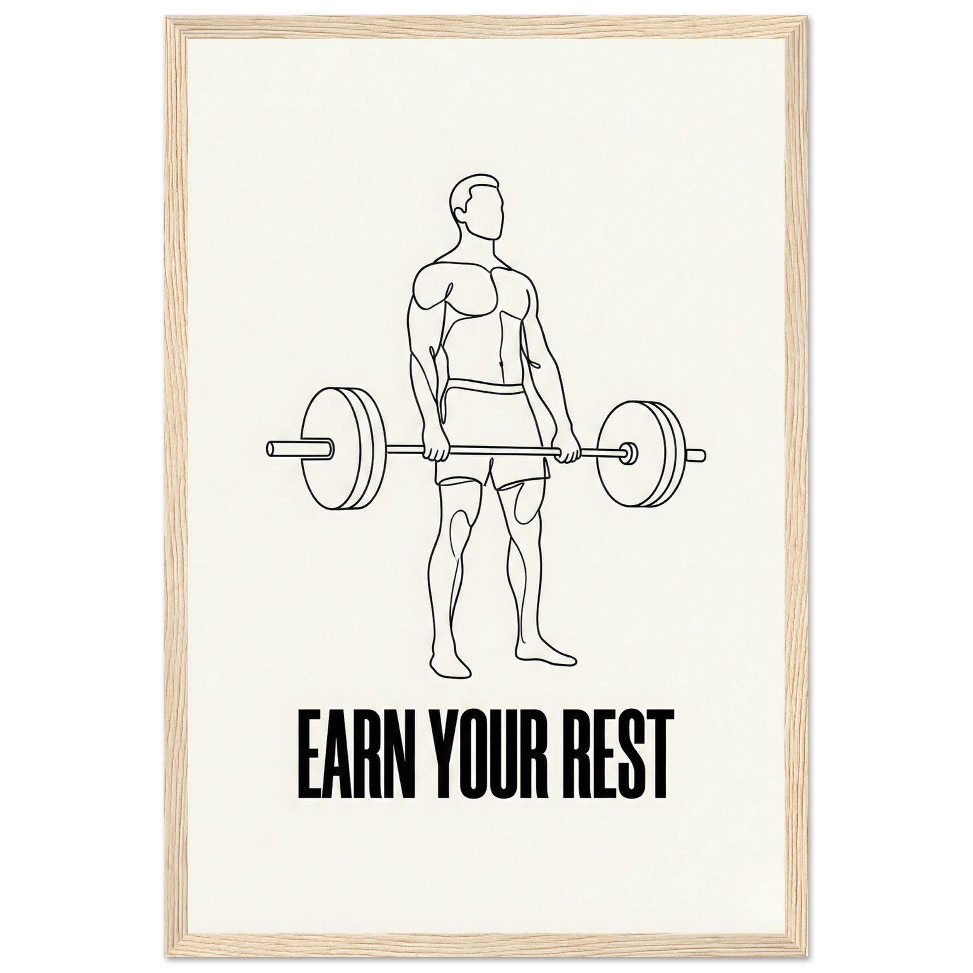 Earn Your Rest — Minimalist Deadlift Gym Poster - 13x18 cm / 5x7″ - White frame / Ready-to-hang - Sparkycare