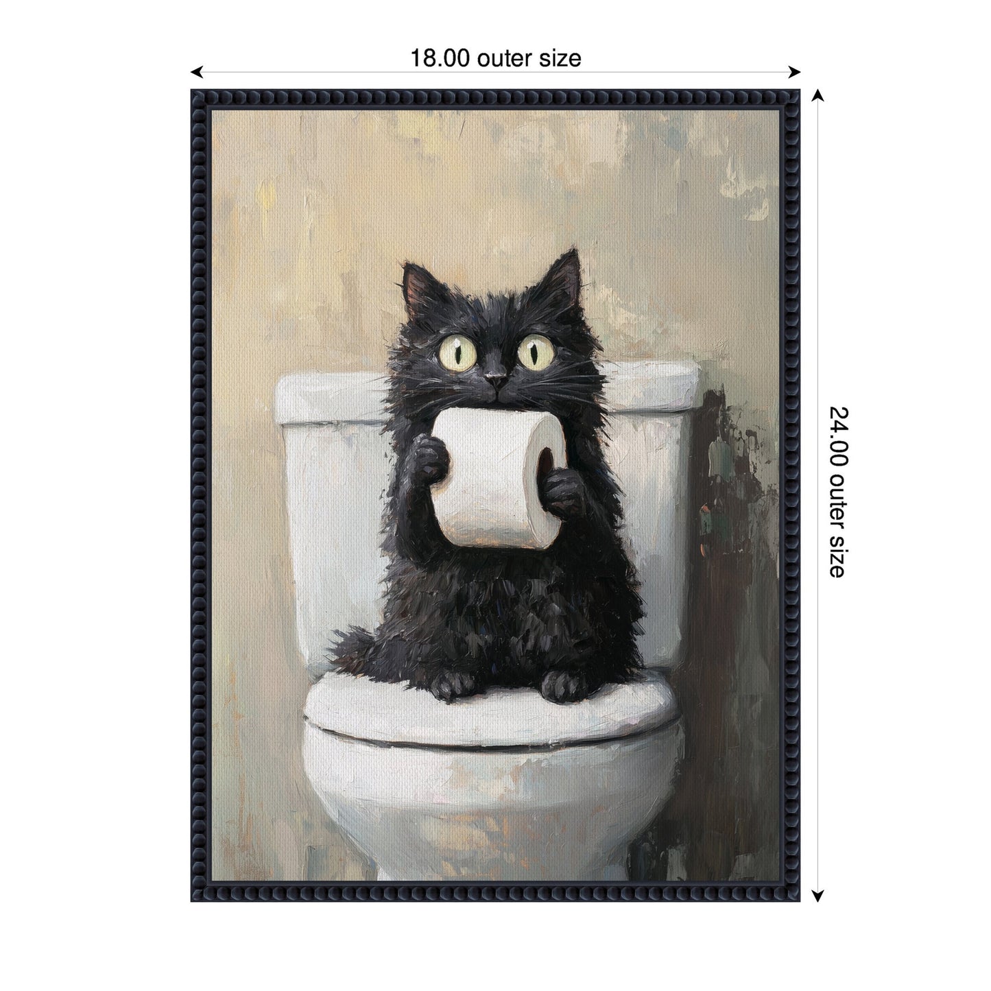 Funny Black Cat Bathroom Framed Canvas Art