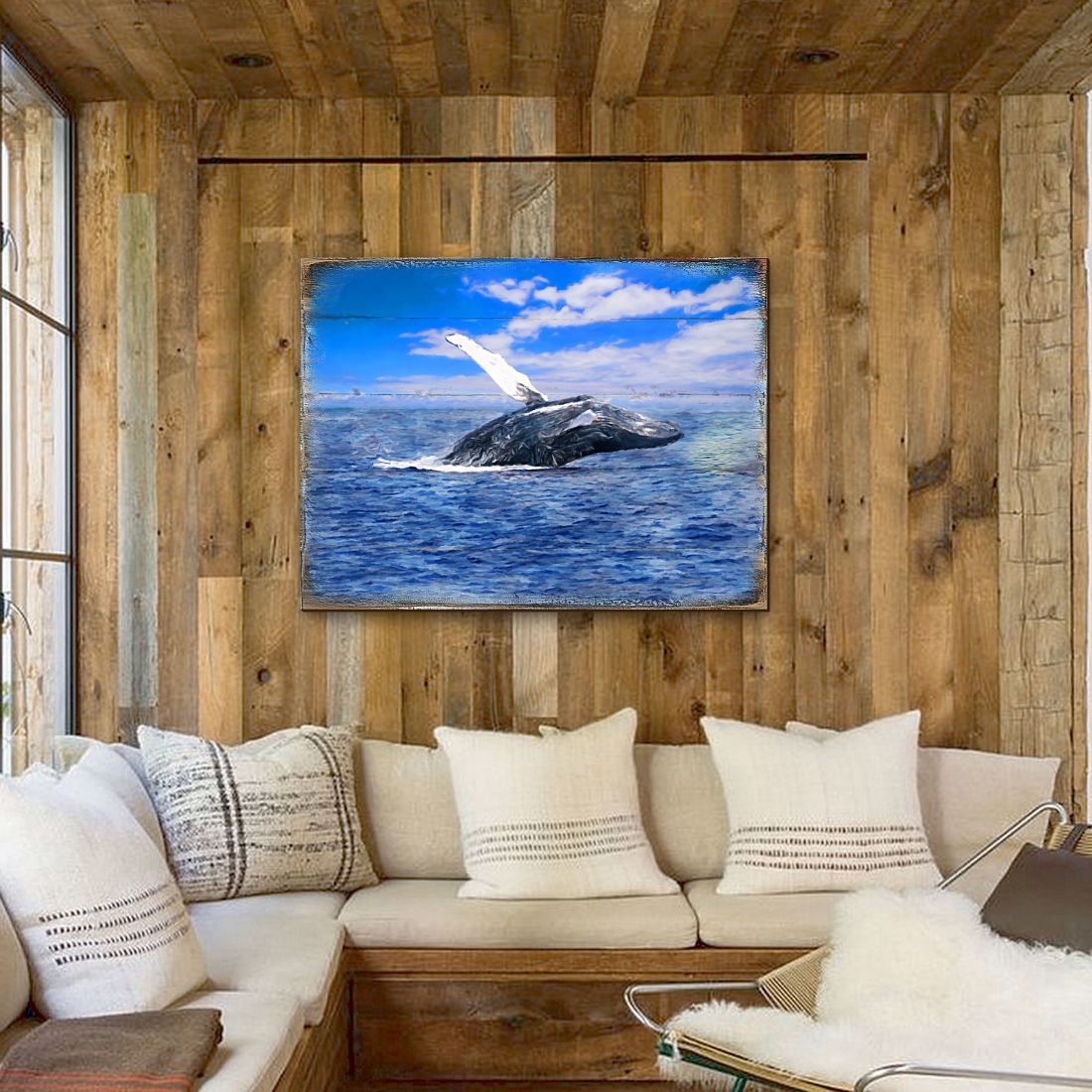 Whale Wood Wall Art - Coastal Sea Life Decor