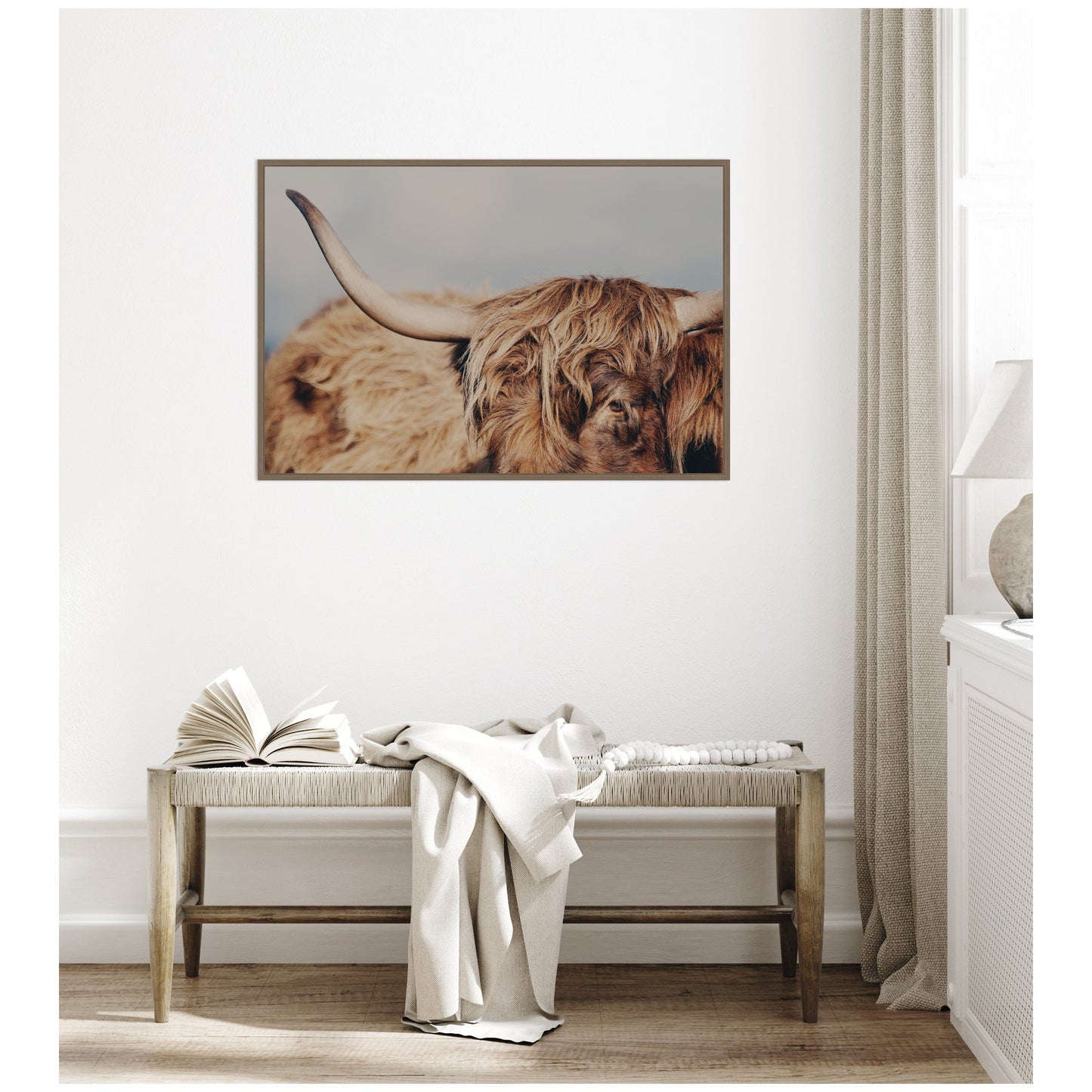 Highland Cow Close-Up Framed Canvas Wall Art