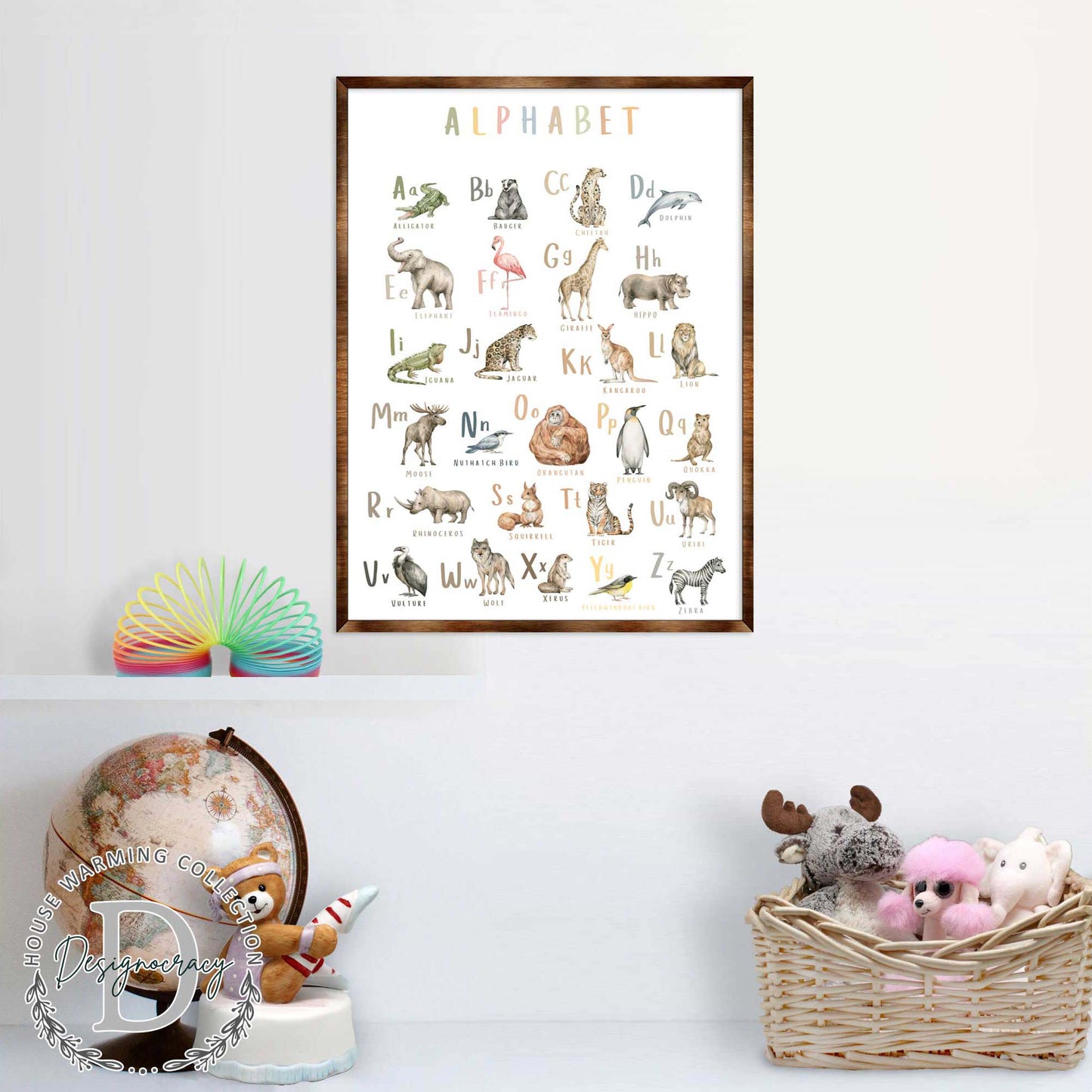 Animal Alphabet Wooden Kids Room Wall Art