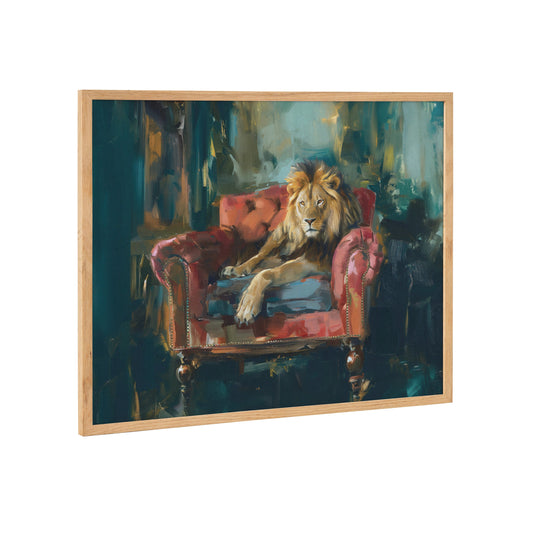 Lion portrait in rich jewel tones framed wall art print