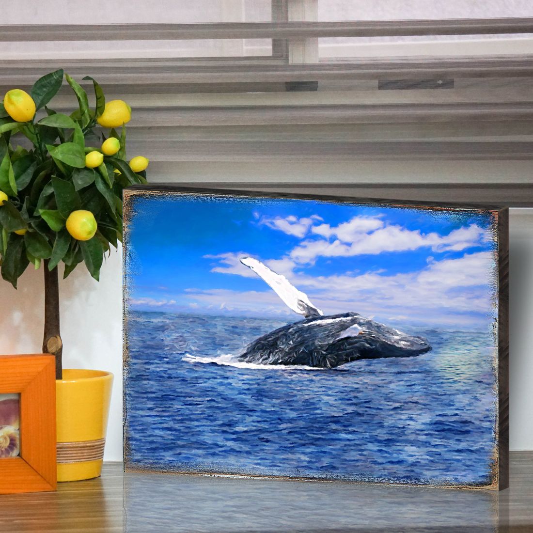Whale Wood Wall Art - Coastal Sea Life Decor