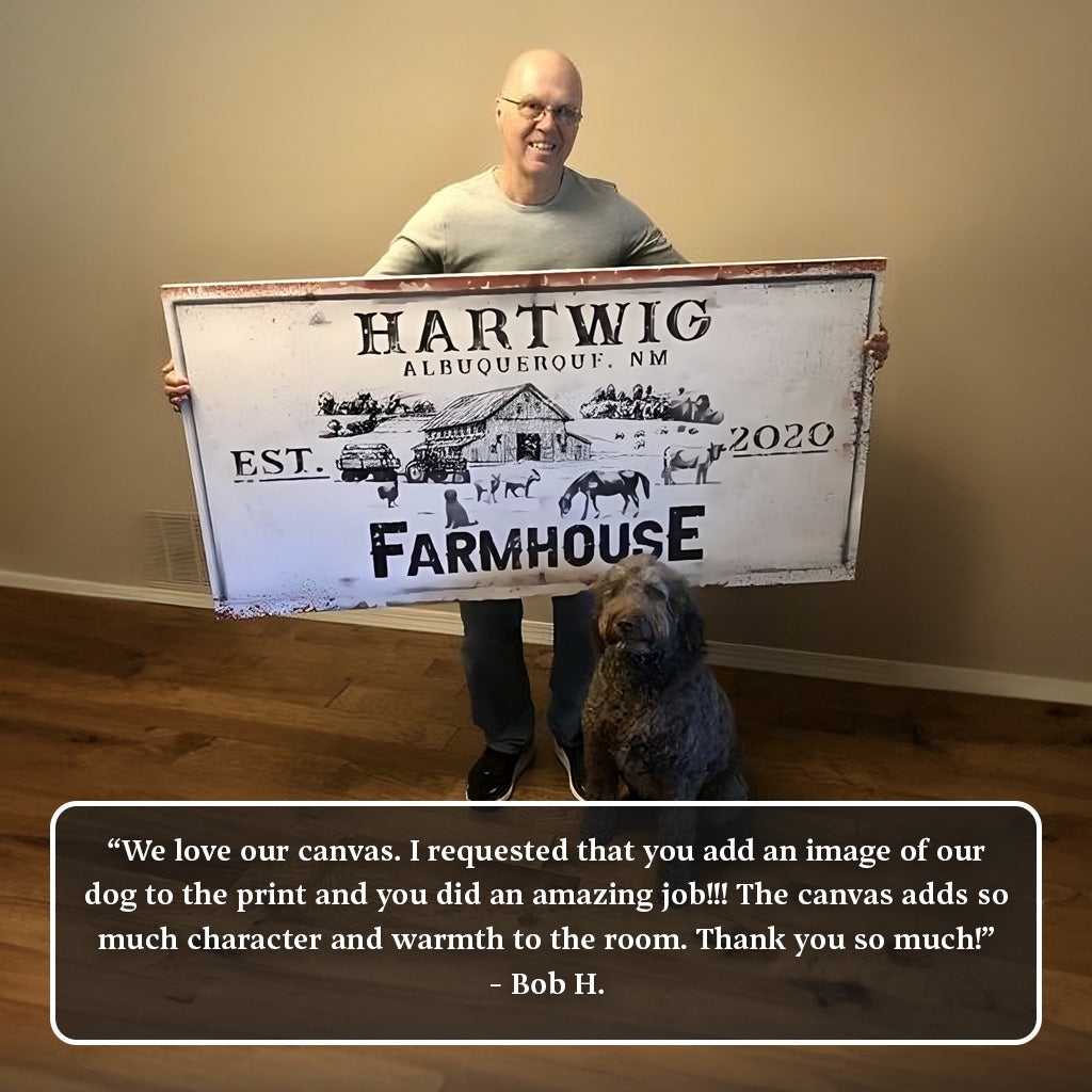 Rustic Farmhouse Personalized Sign II Canvas Wall Art