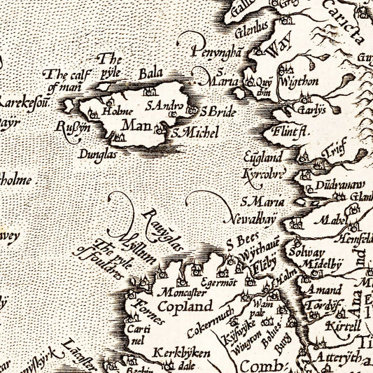 Vintage Map of England, Scotland and Ireland, 1570