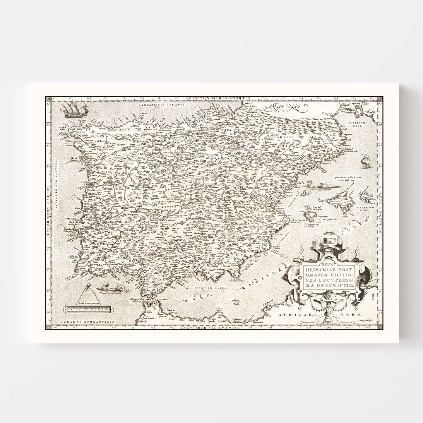 Vintage Map of Portugal, 1570
