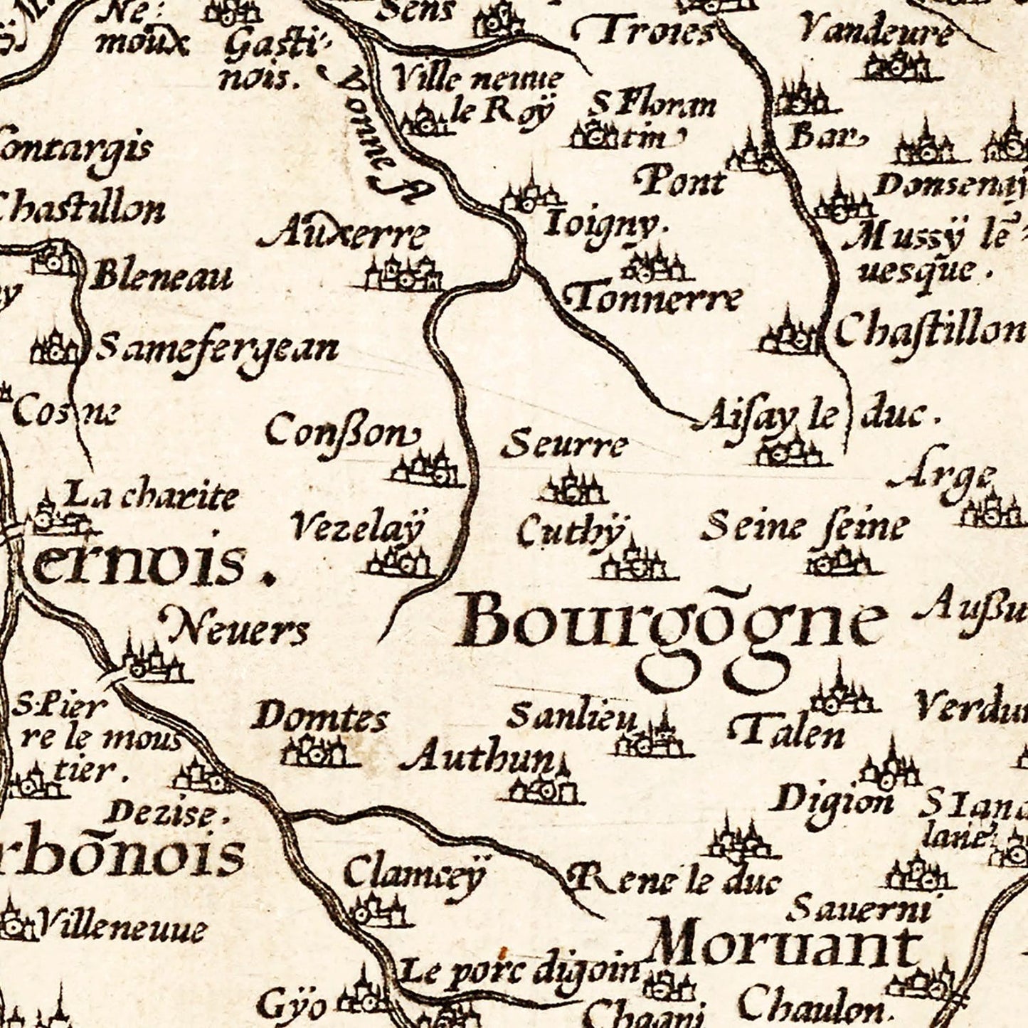 Vintage Map of France, 1570