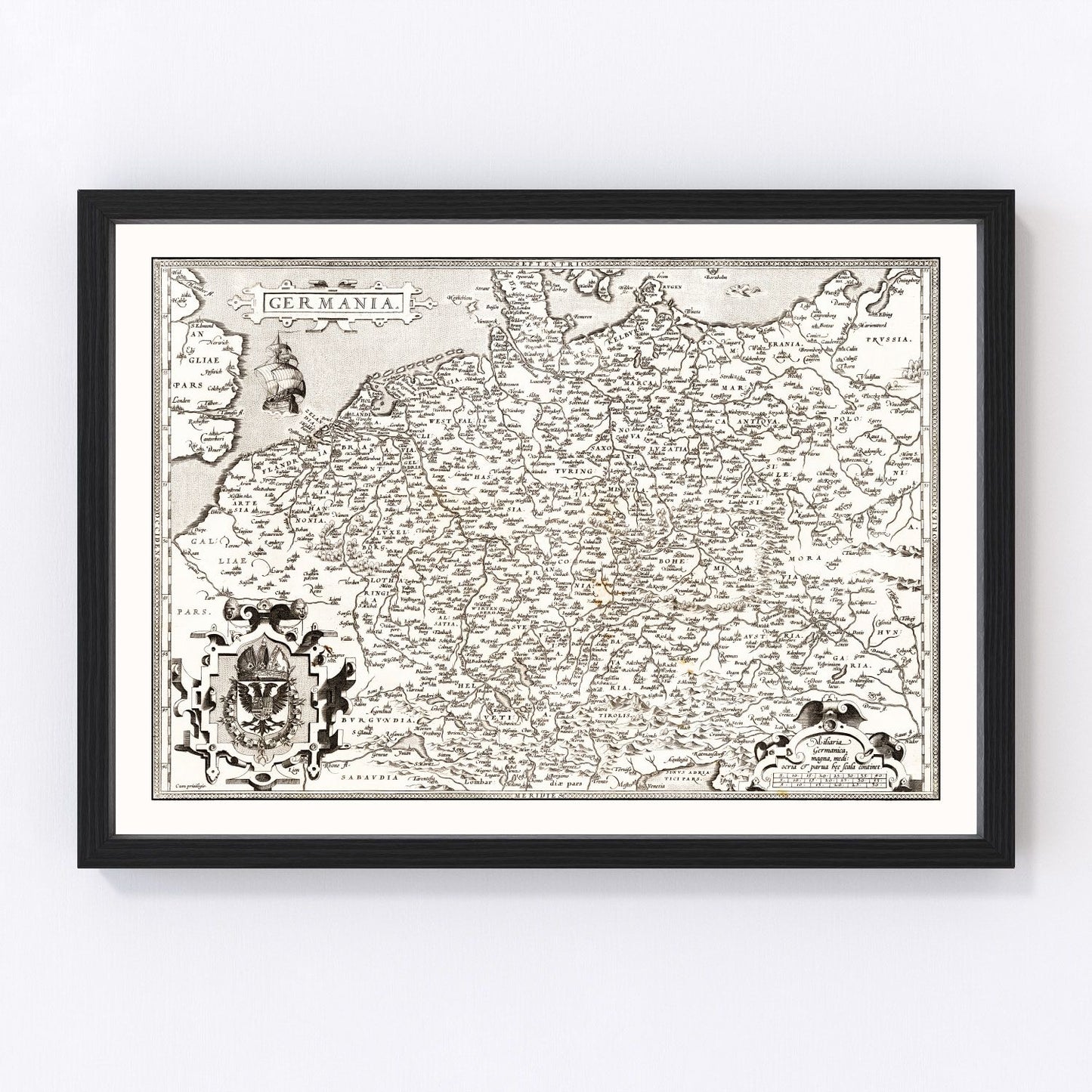 Vintage map of Germania region, 1570