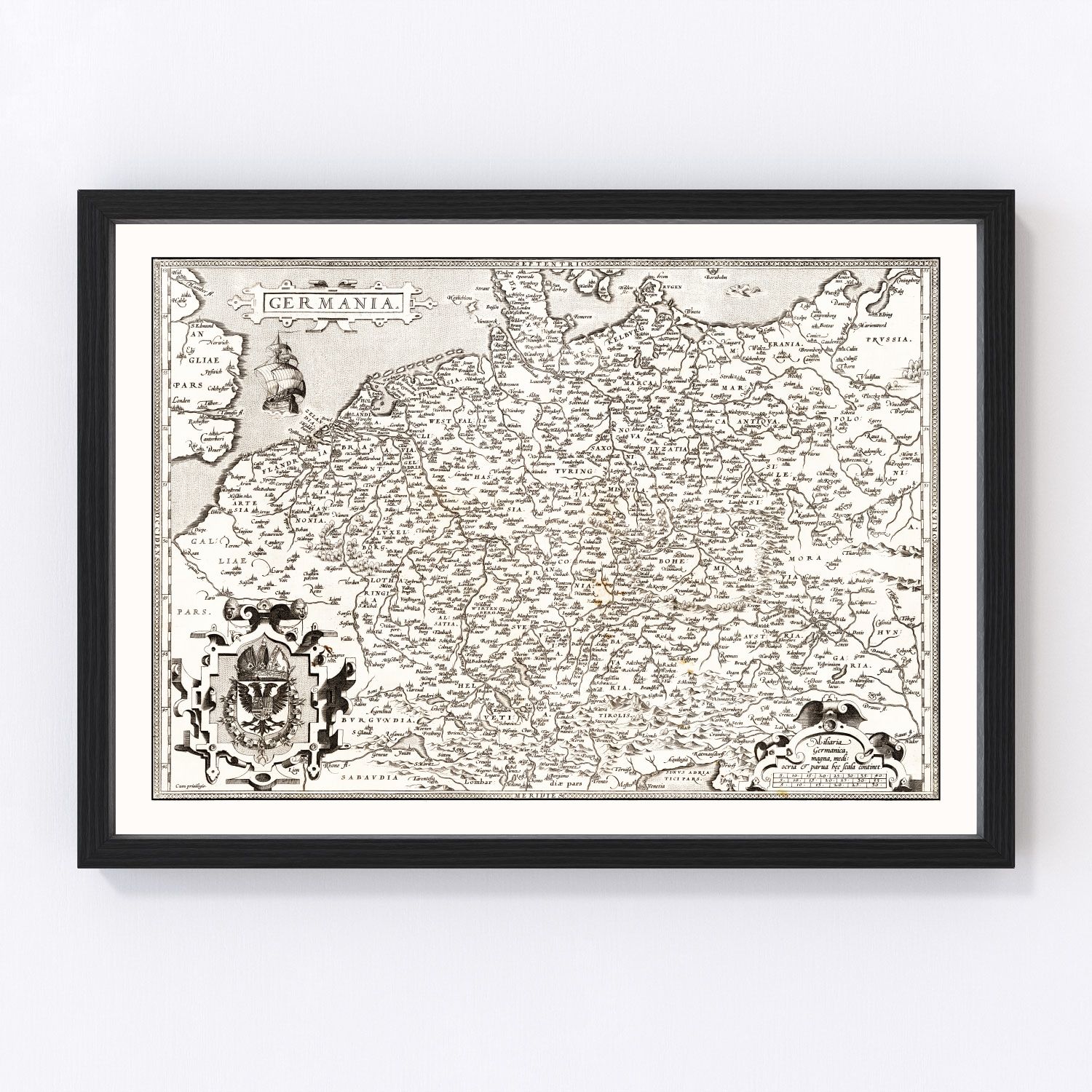 Vintage map of Germania region, 1570