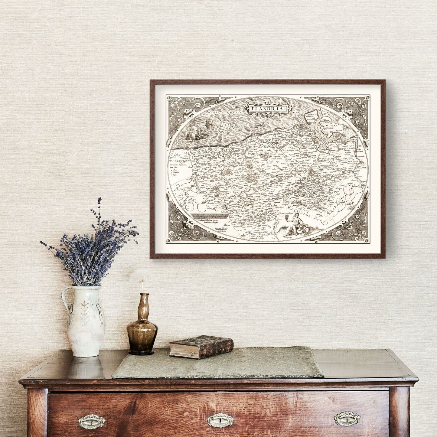 Vintage Map of Flanders, Belgium, 1570