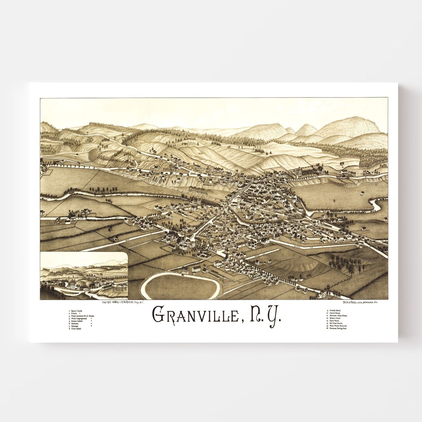 Vintage Map of Granville, New York, 1886