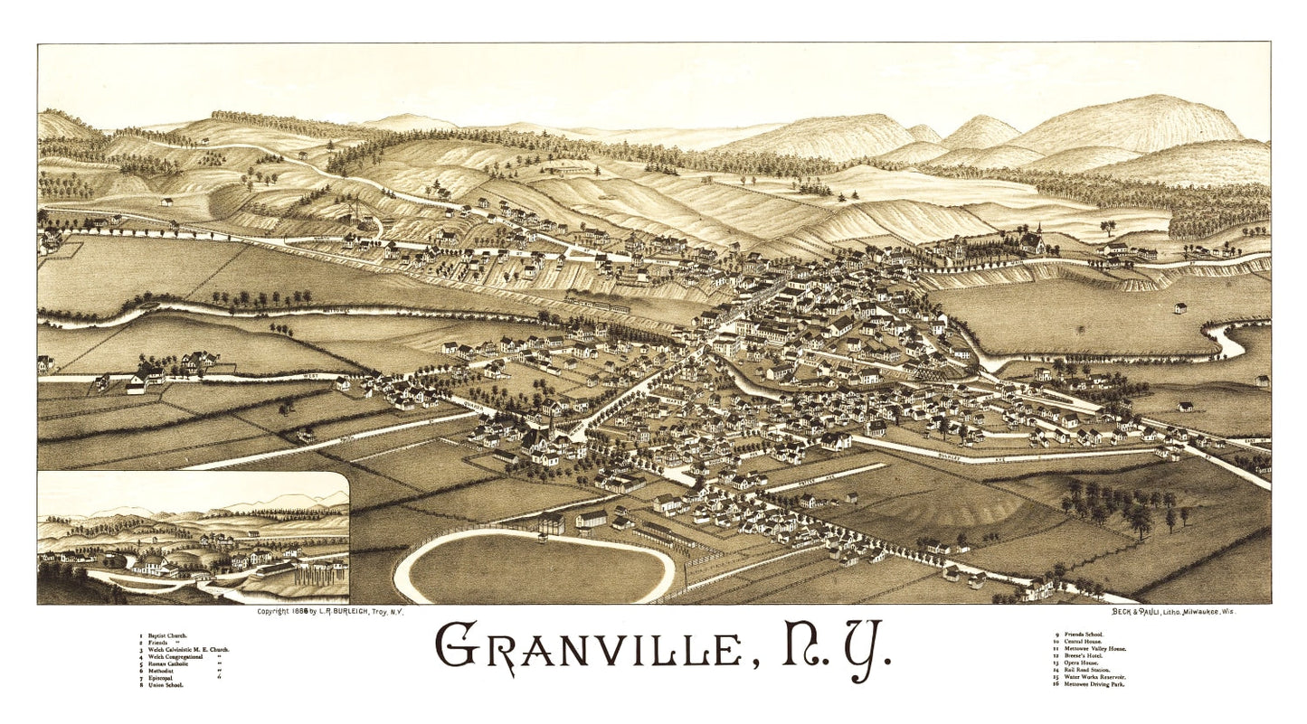 Vintage Map of Granville, New York, 1886