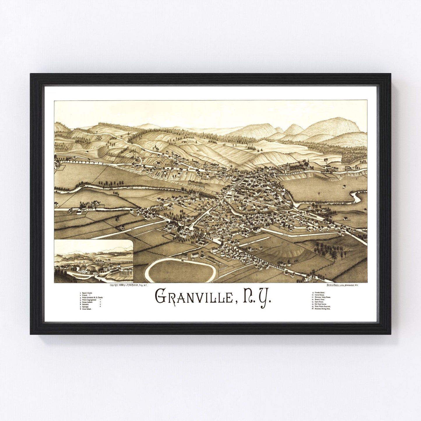Vintage map of Granville, New York, 1886