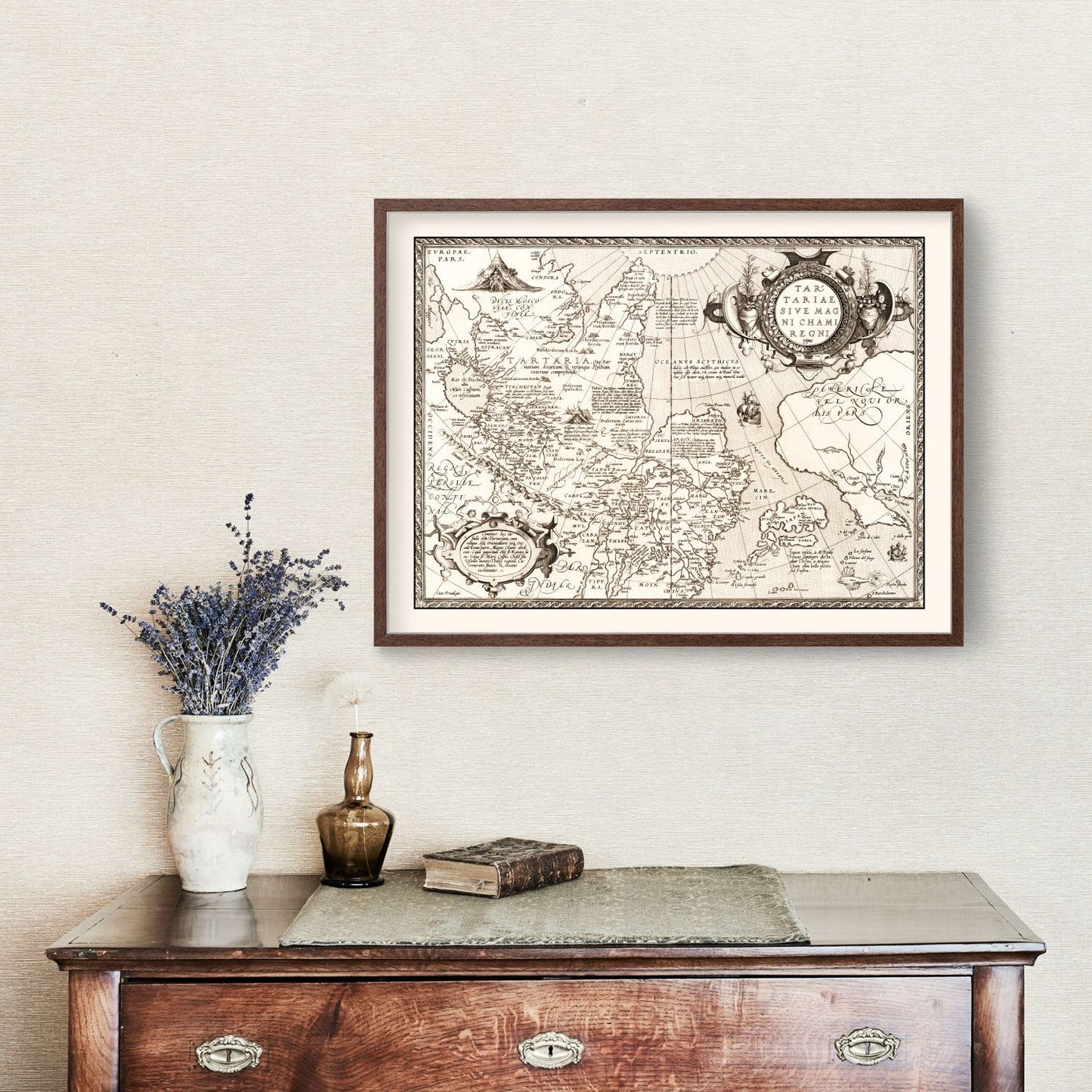 Vintage Map of Russia, Japan & China, 1570