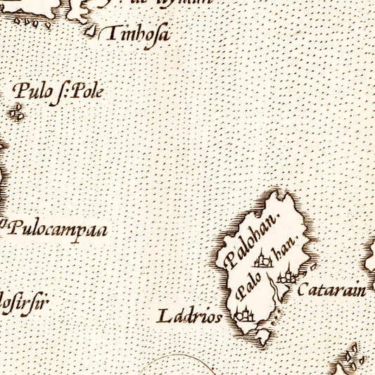 Vintage Map of India, Japan, China & Indonesia, 1570
