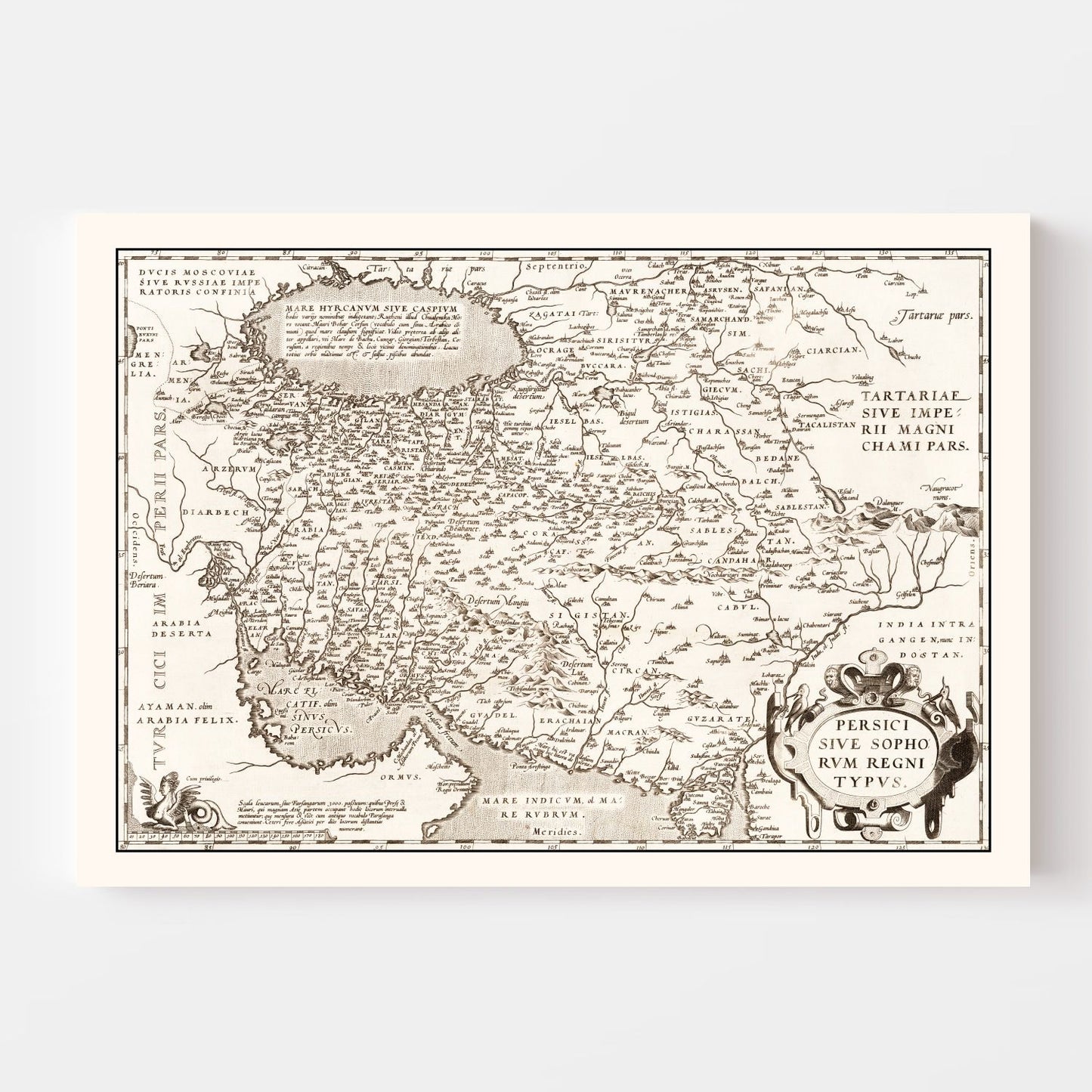 Vintage Map of the Persian Empire, 1570