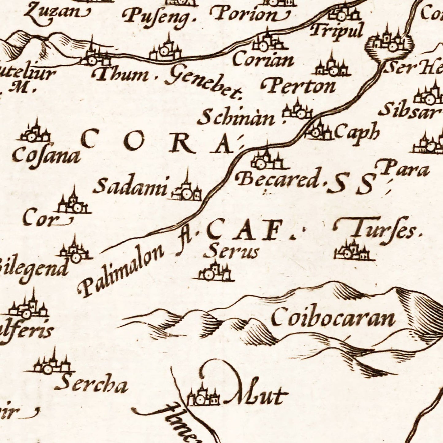 Vintage Map of the Persian Empire, 1570