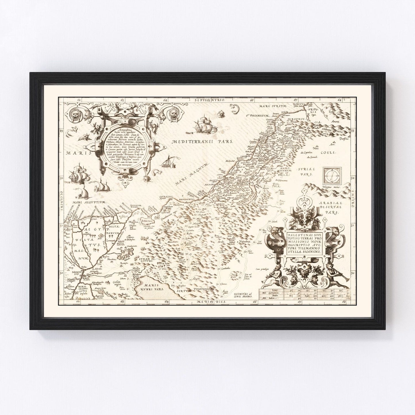 vintage map of the Holy Lands, 1570