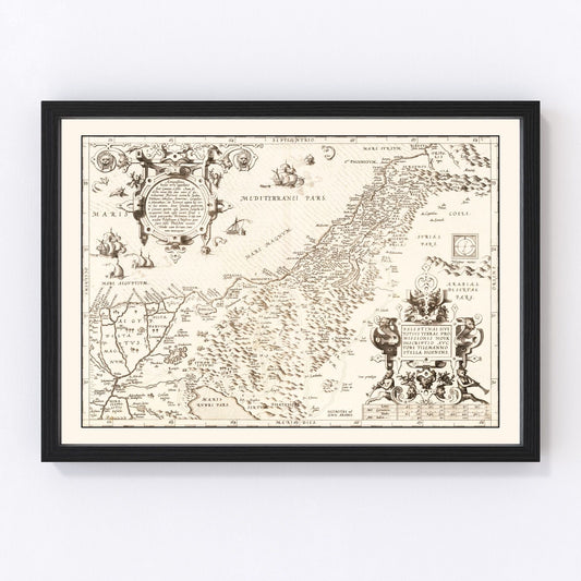 vintage map of the Holy Lands, 1570