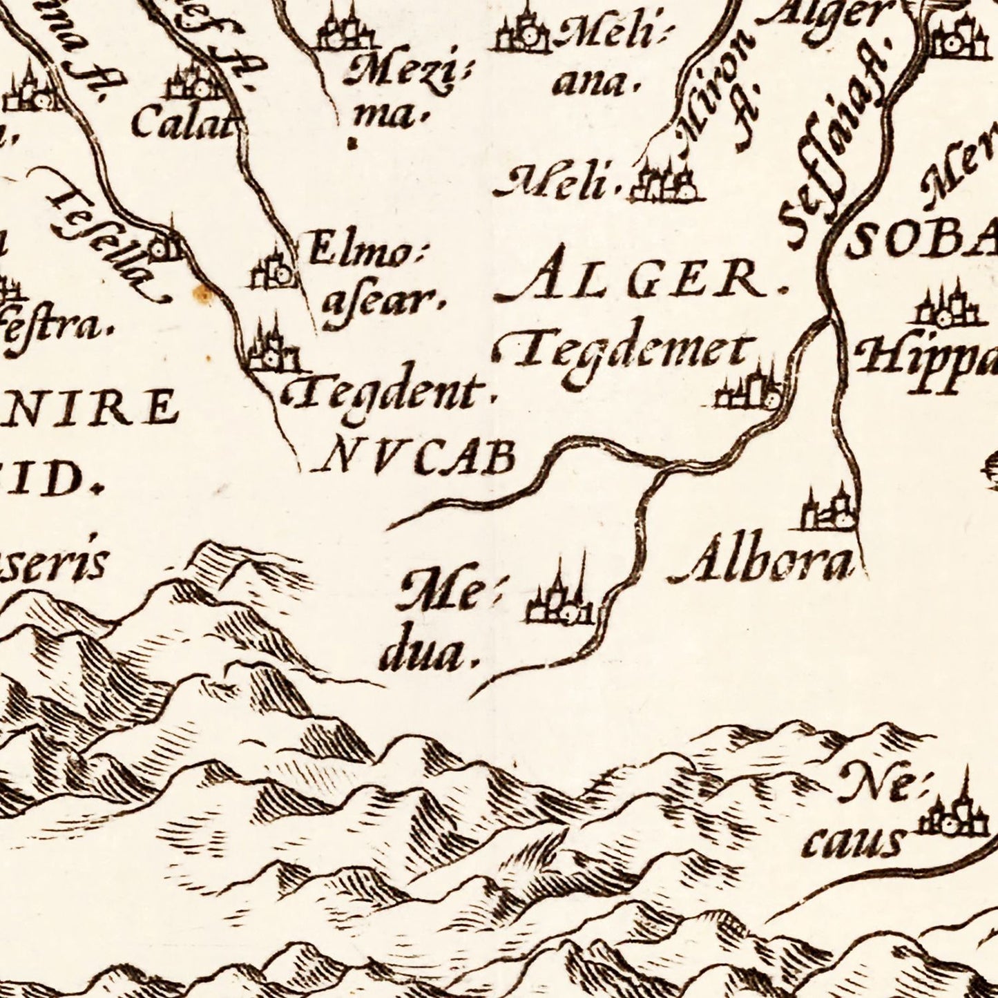 Vintage Map of North Africa, 1570