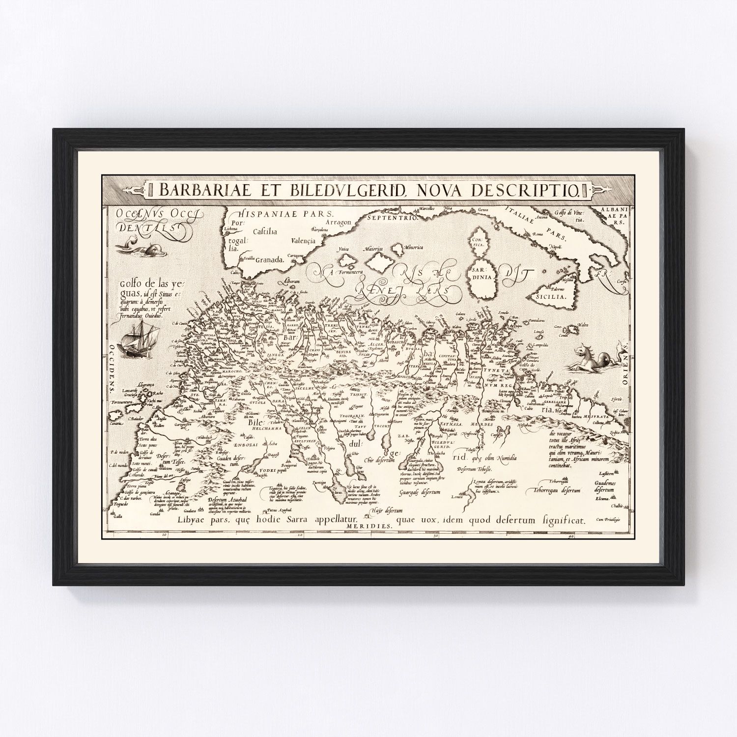 vintage map of North Africa, 1570