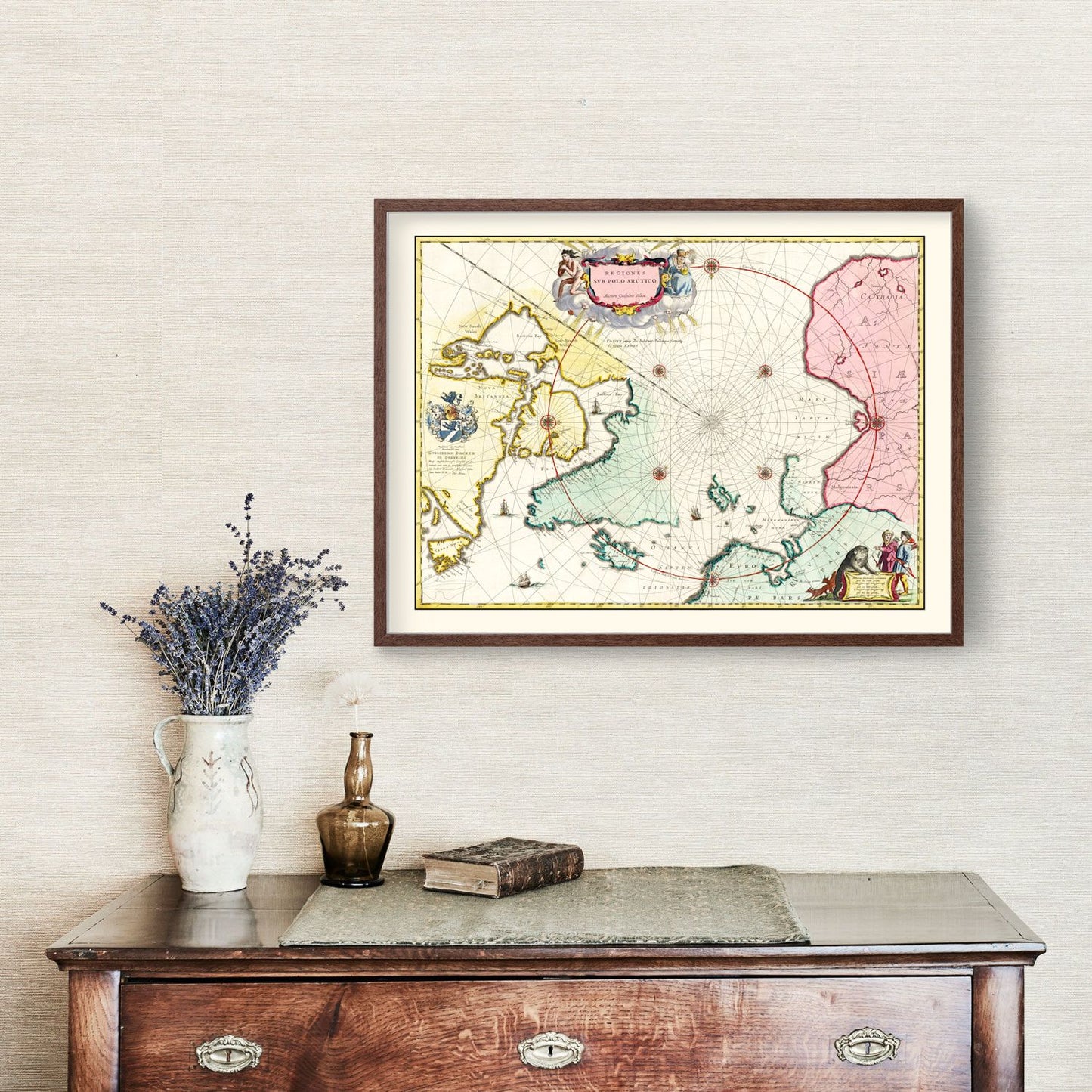 Vintage Map of the North Pole, Canada and Greenland, 1665