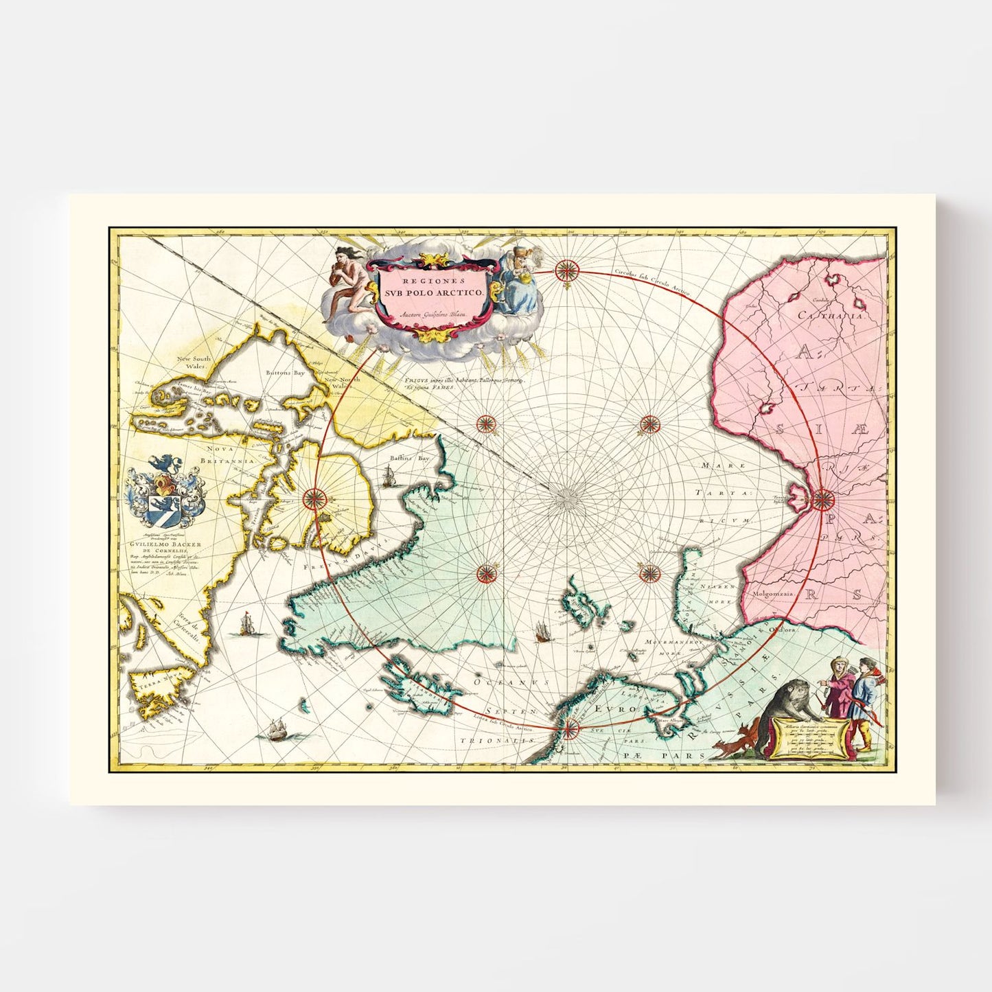 Vintage Map of the North Pole, Canada and Greenland, 1665