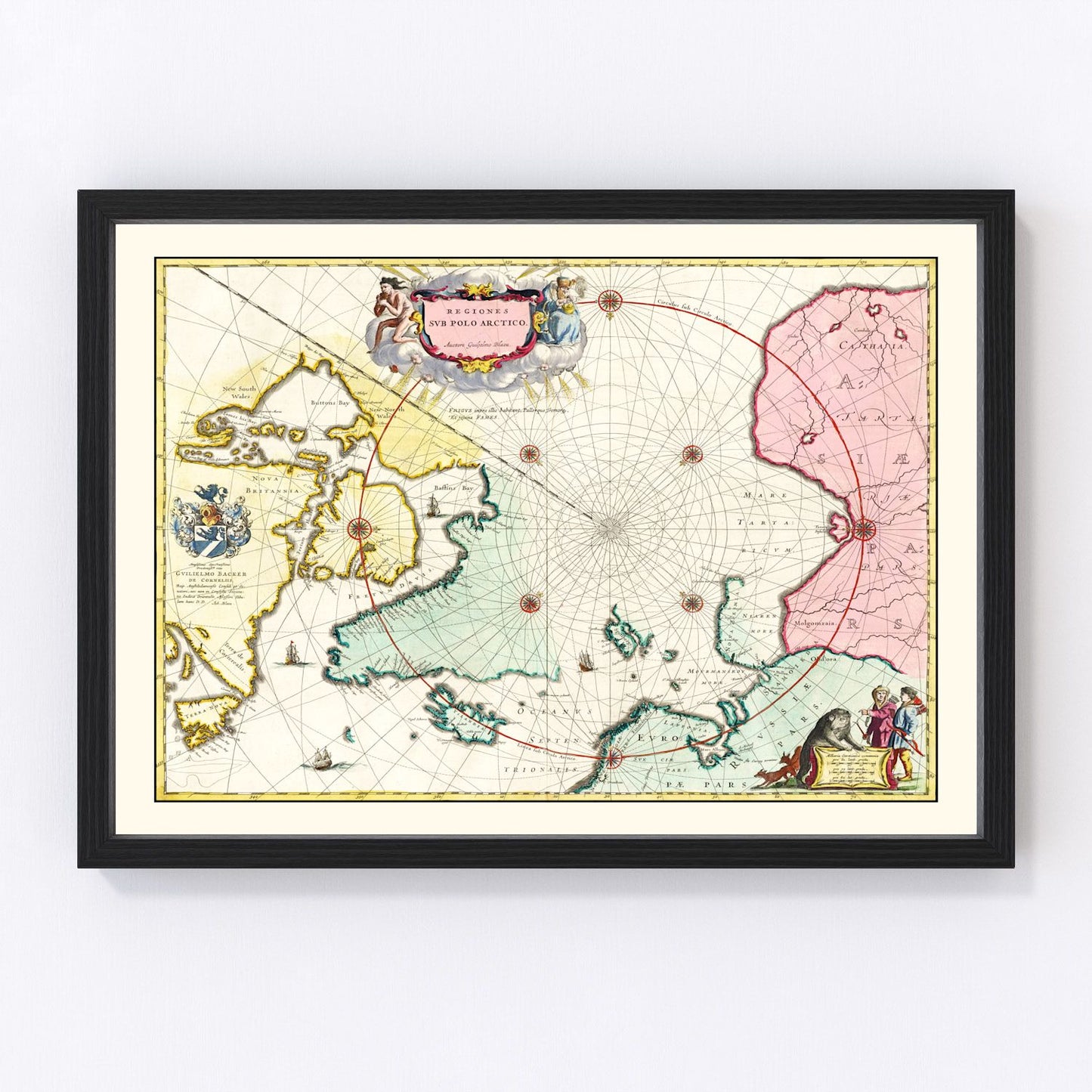 vintage map of the North Pole, Canada and Greenland, 1665