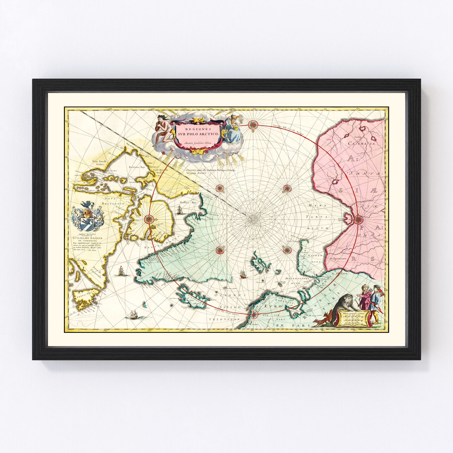 vintage map of the North Pole, Canada and Greenland, 1665