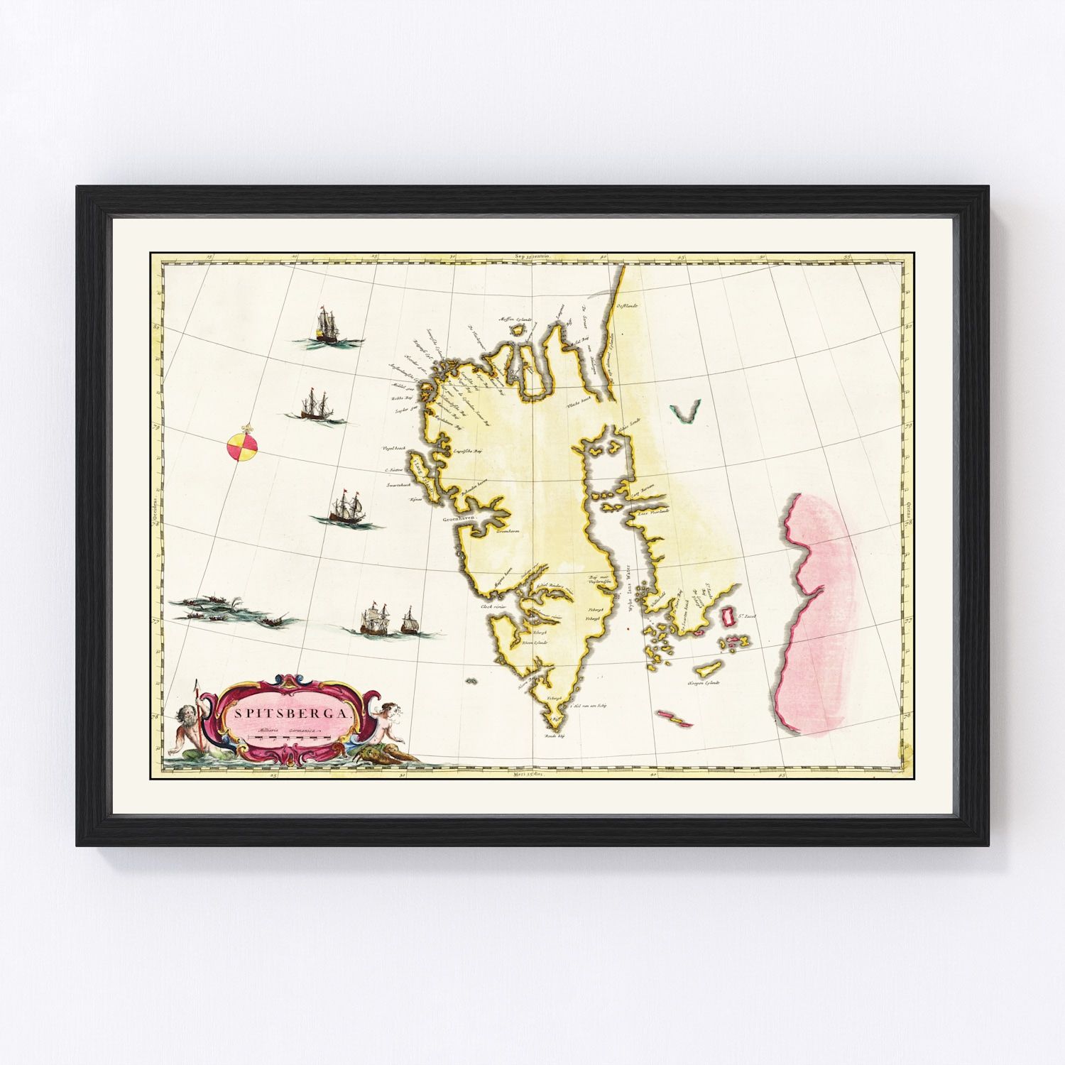 Vintage map of Spitsbergen, 1665