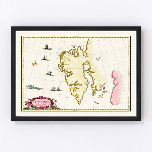 Vintage map of Spitsbergen, 1665