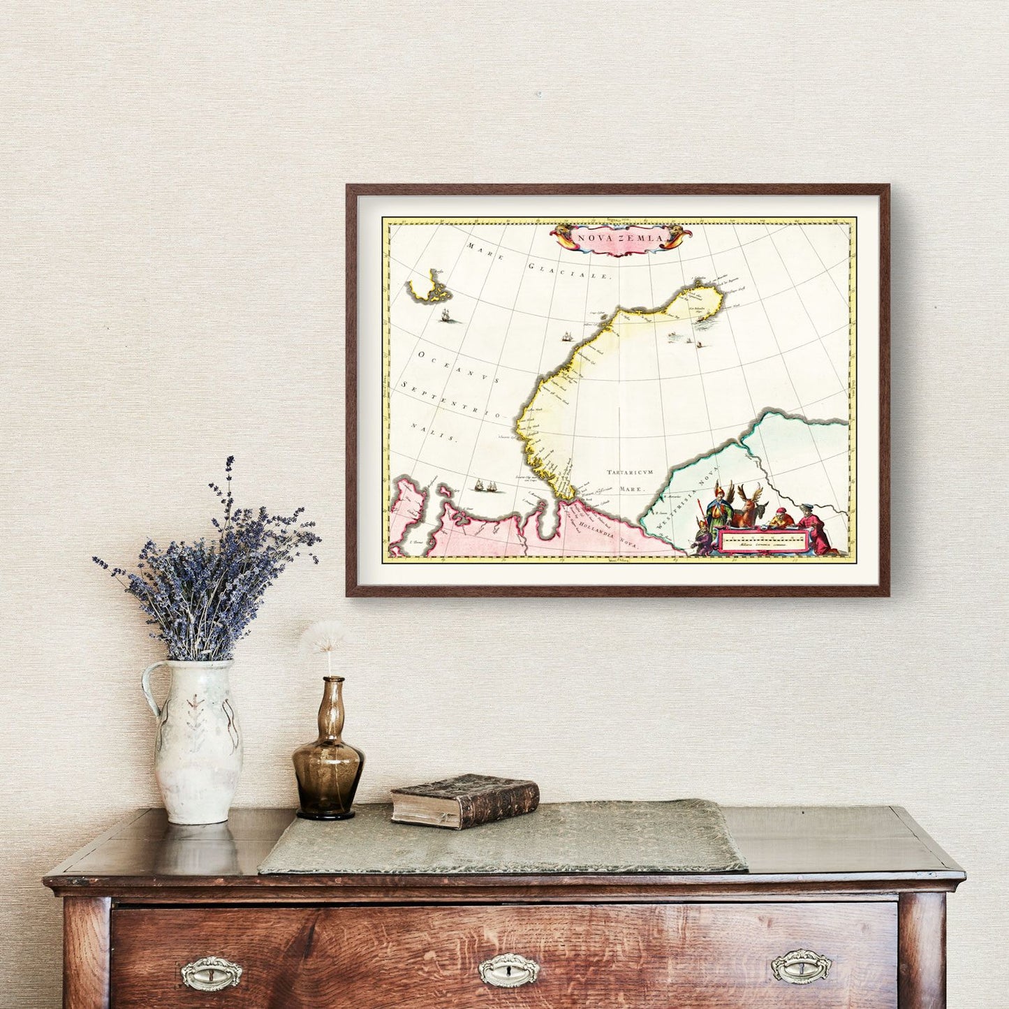 Vintage Map of Nova Zembla, Russia, 1665