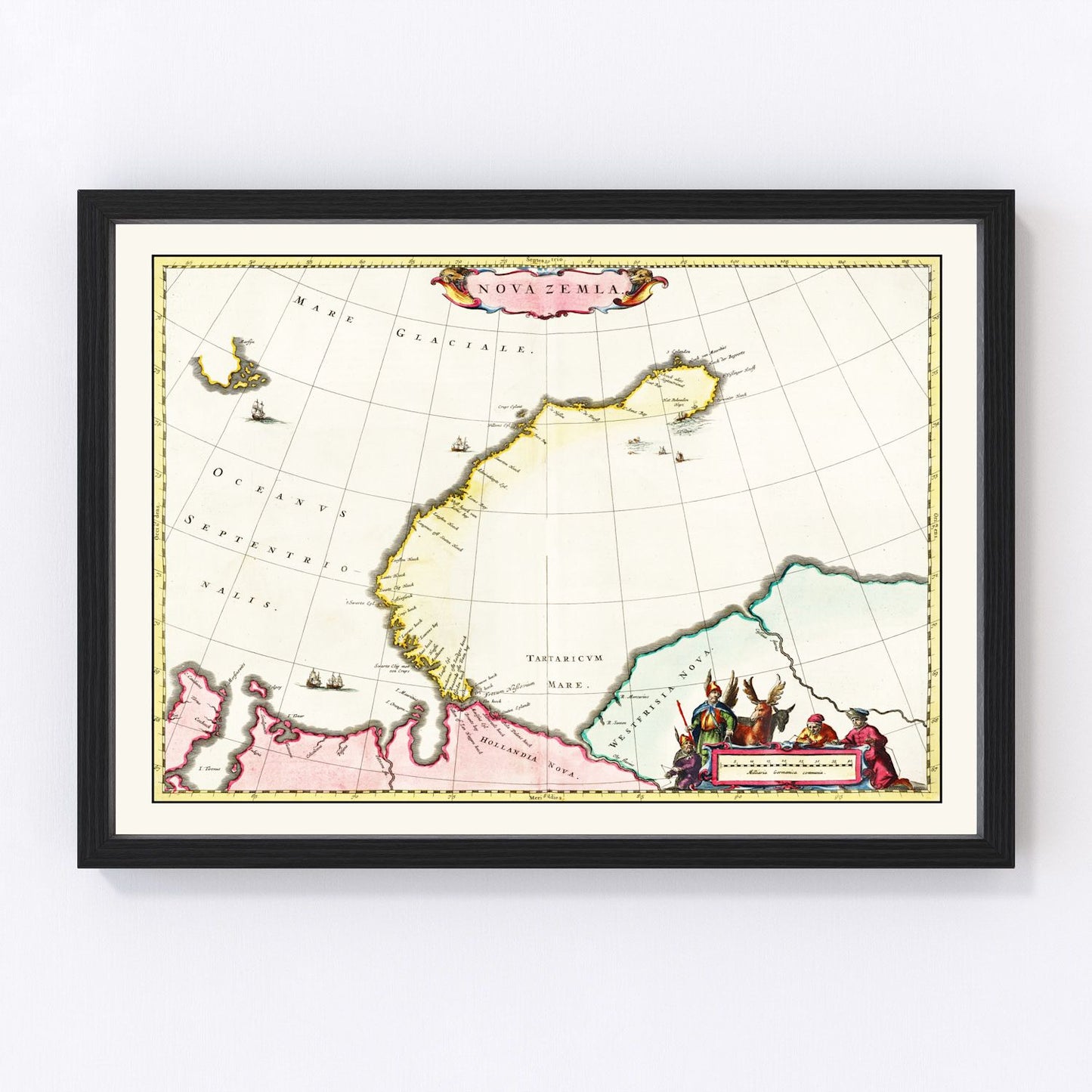 vintage map of Nova Zembla, Russia, 1665