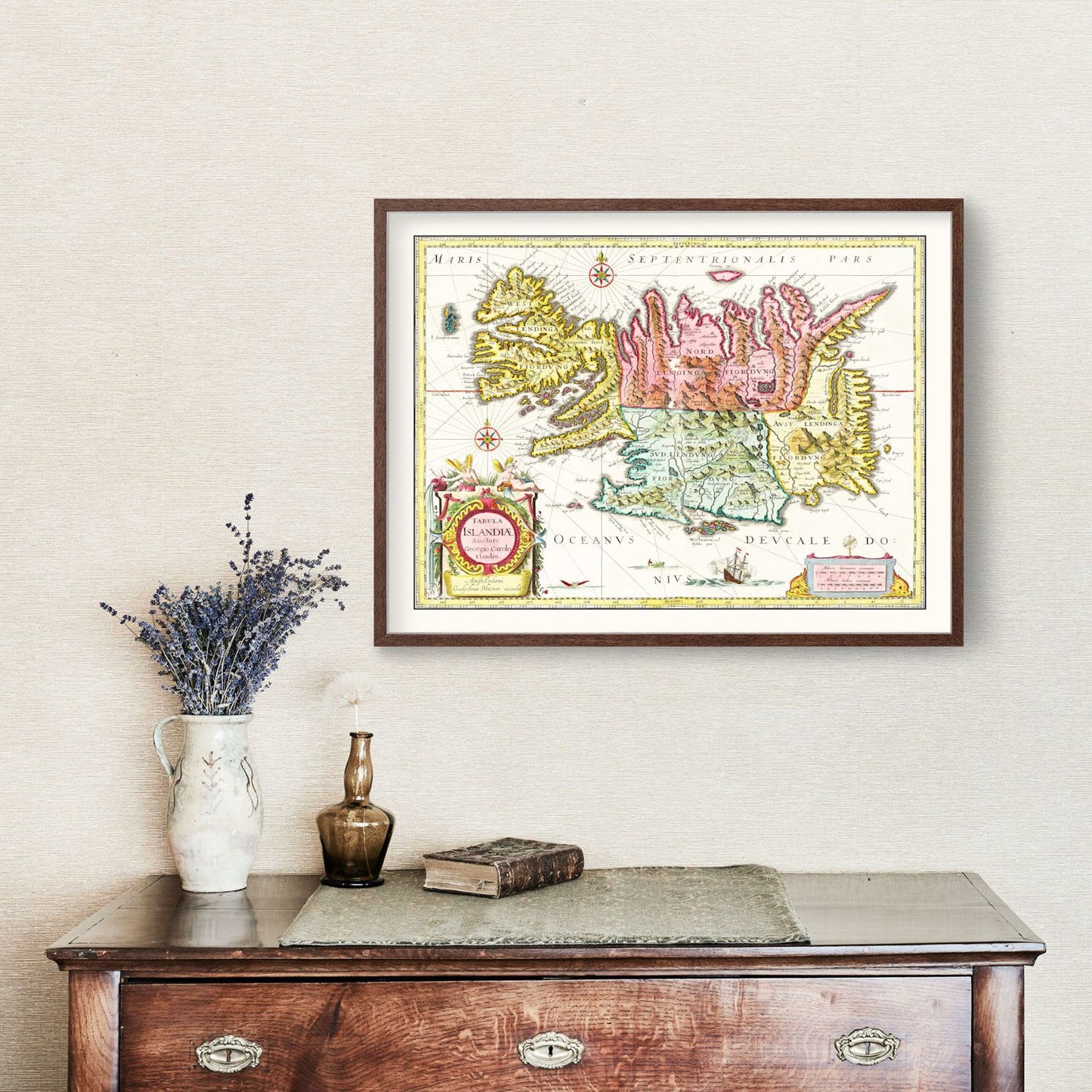 Vintage Map of Iceland, 1665